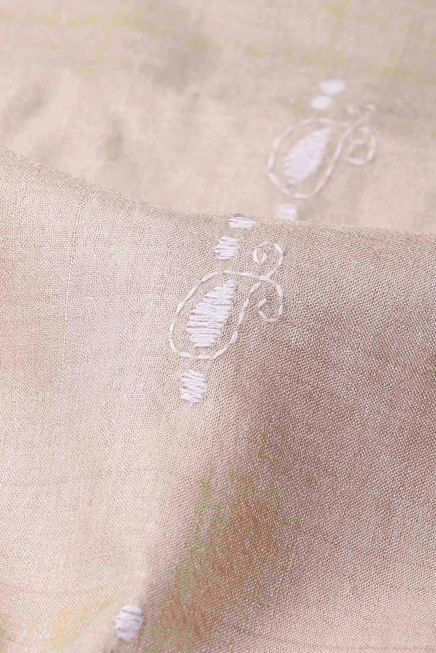Beige Tussar Silk Saree