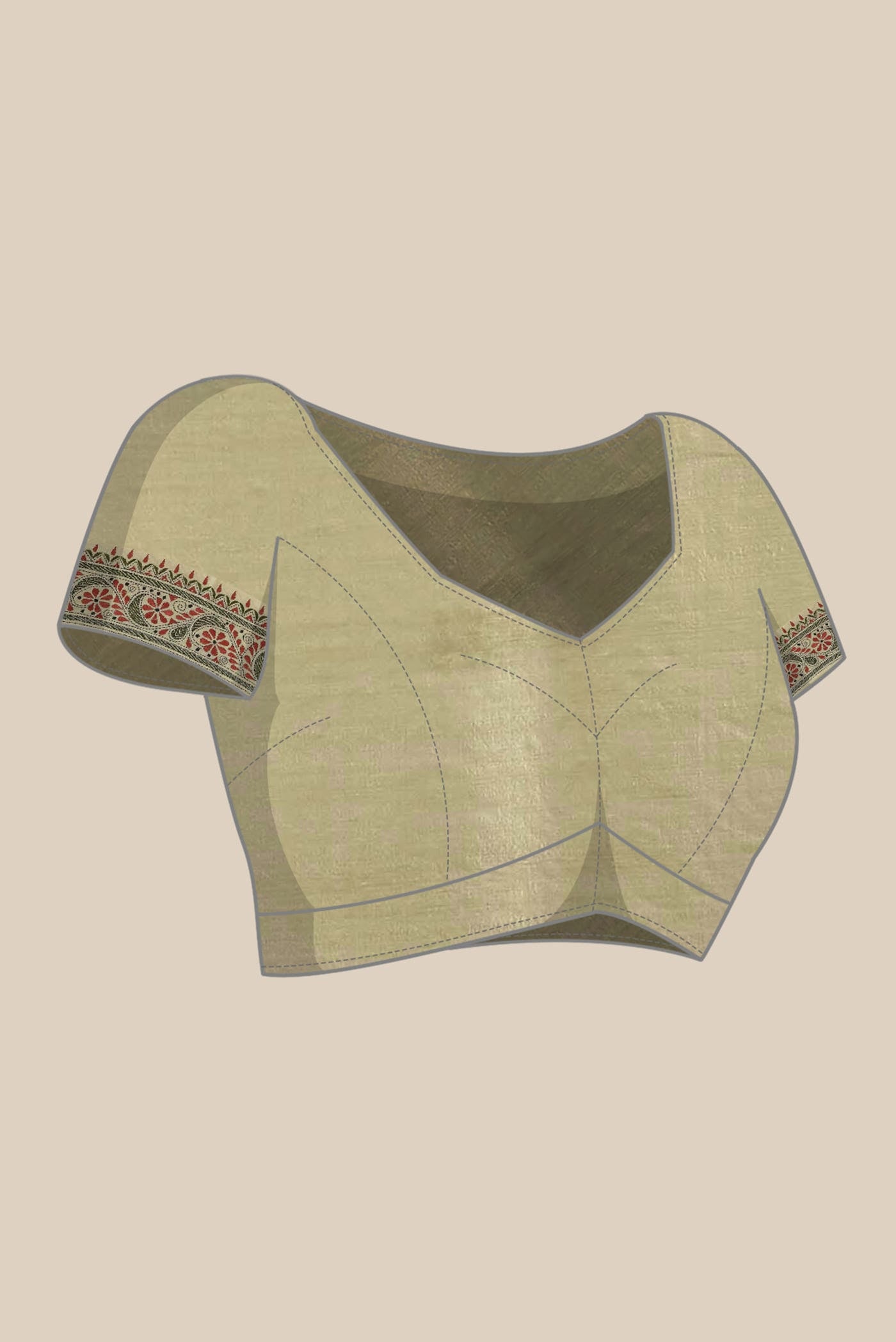 Beige Tussar Silk Saree