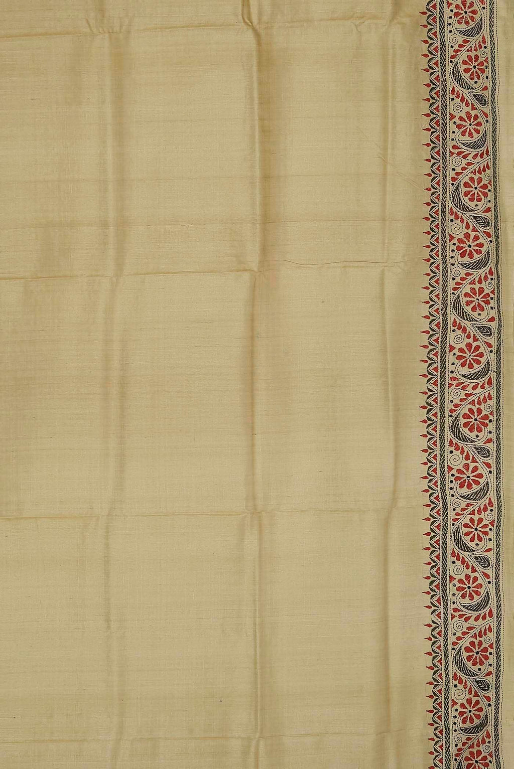 Beige Tussar Silk Saree