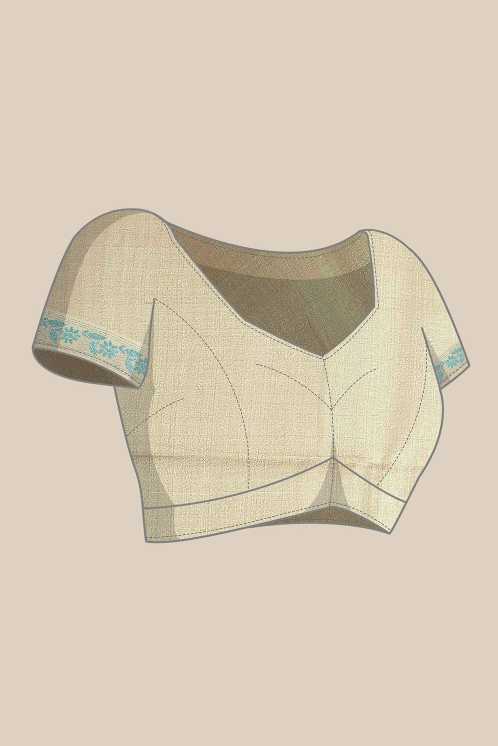 Beige Tussar Silk Saree