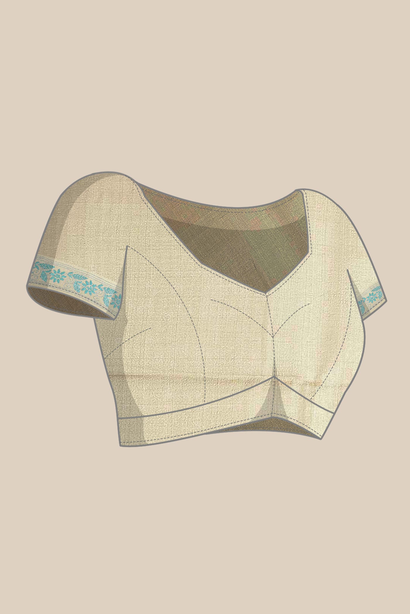 Beige Tussar Silk Saree