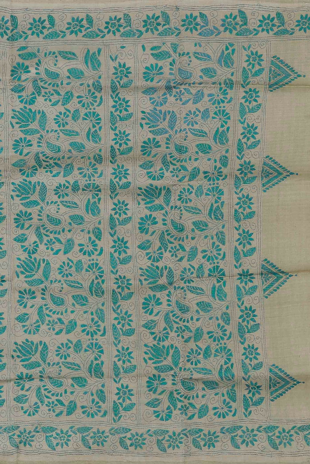 Beige Tussar Silk Saree