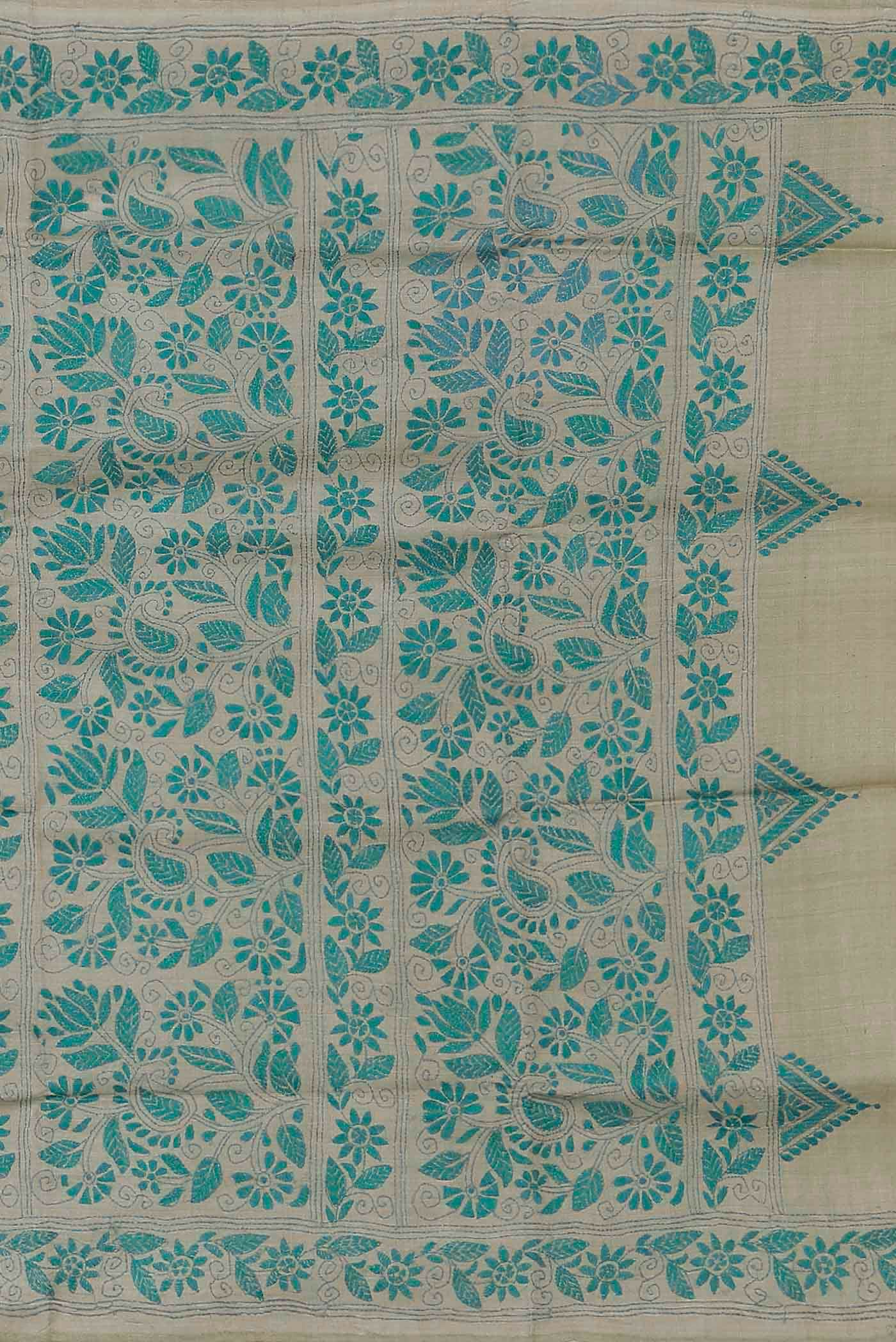 Beige Tussar Silk Saree