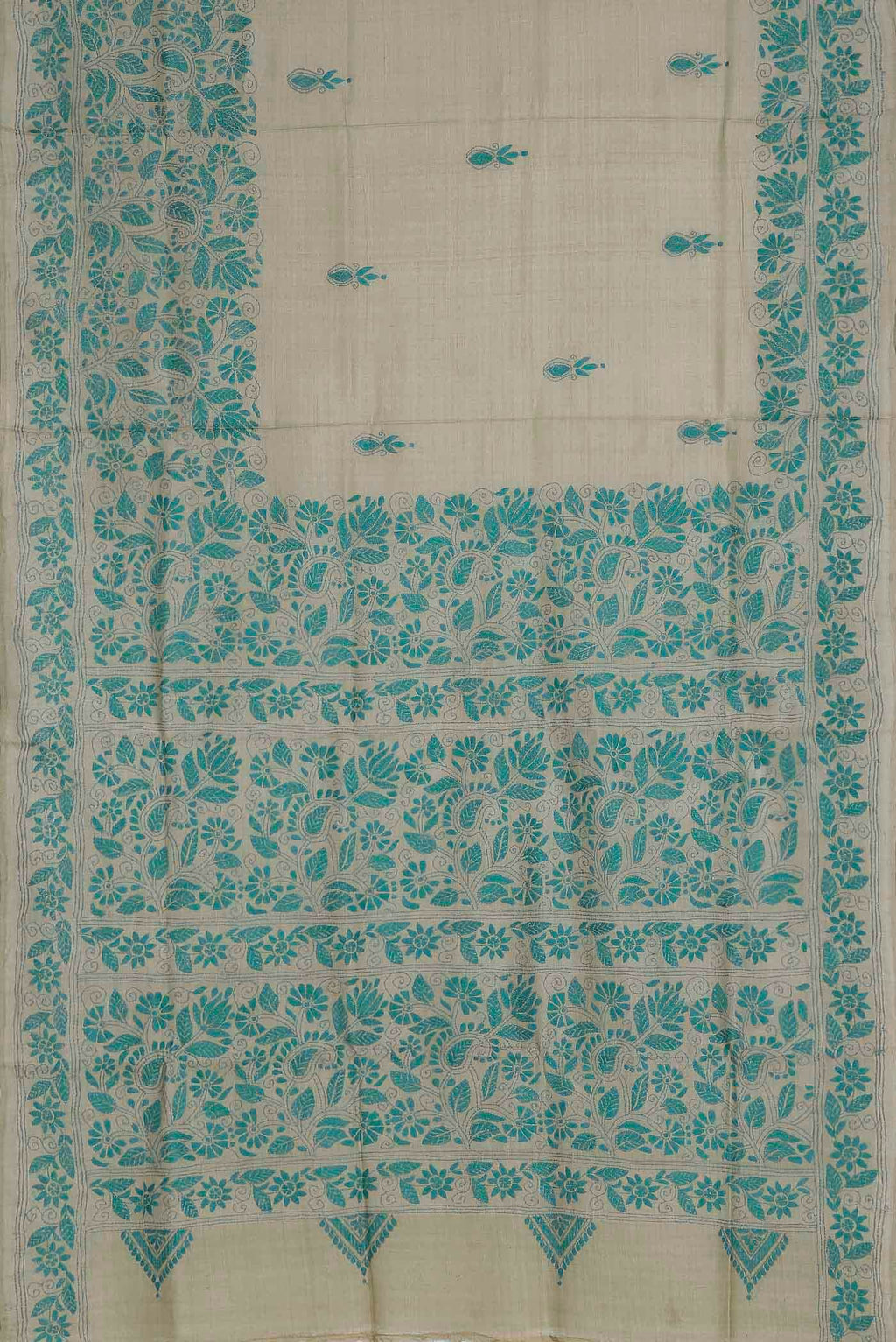 Beige Tussar Silk Saree