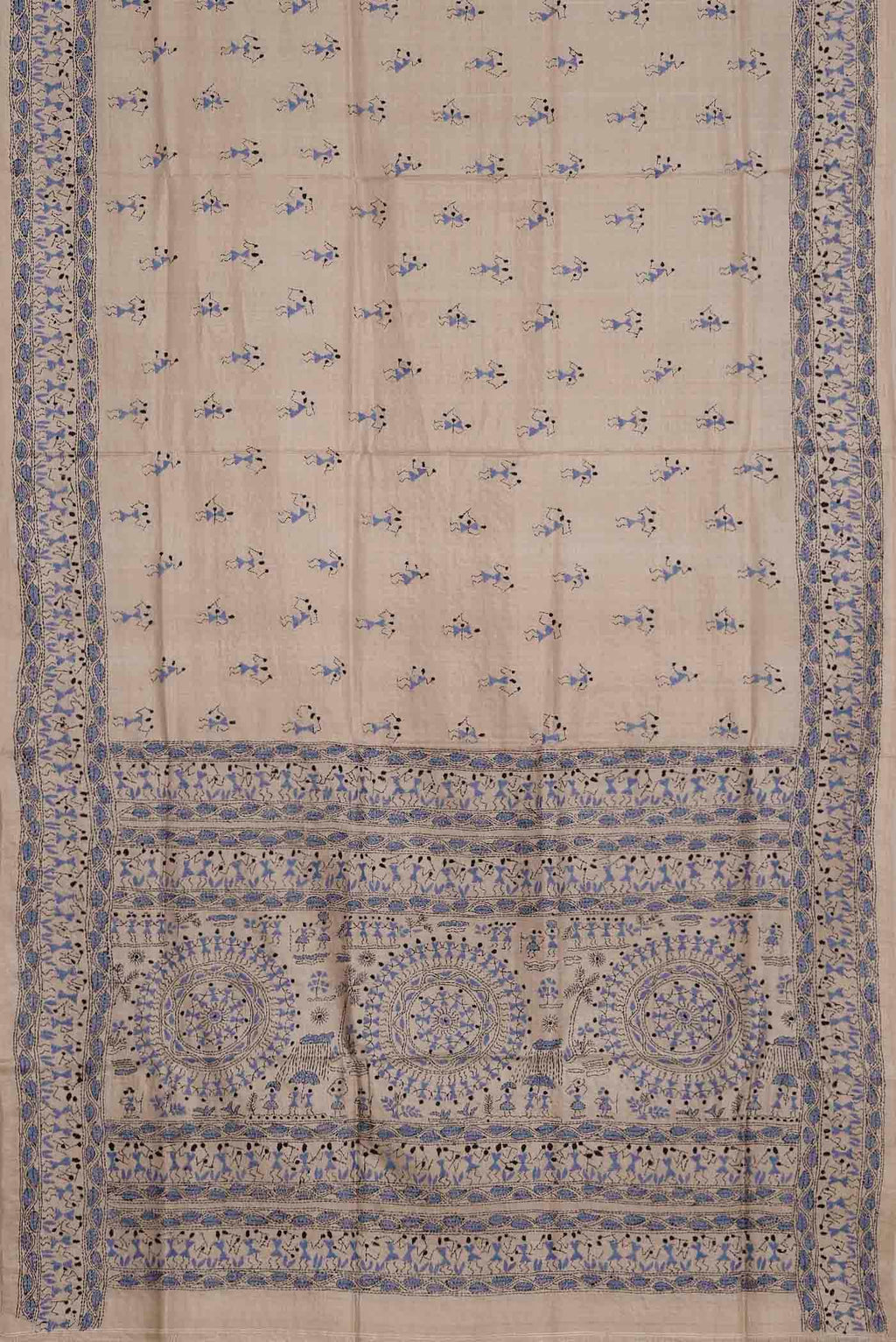 Beige Tussar Silk Saree