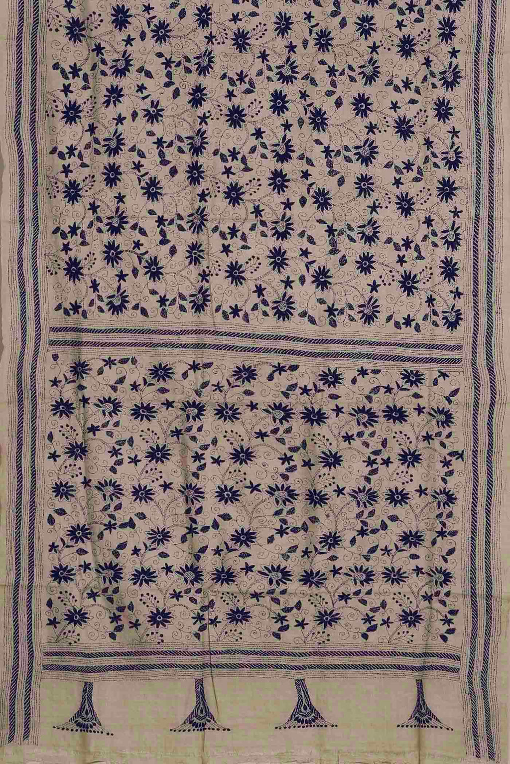 Beige Tussar Silk Saree