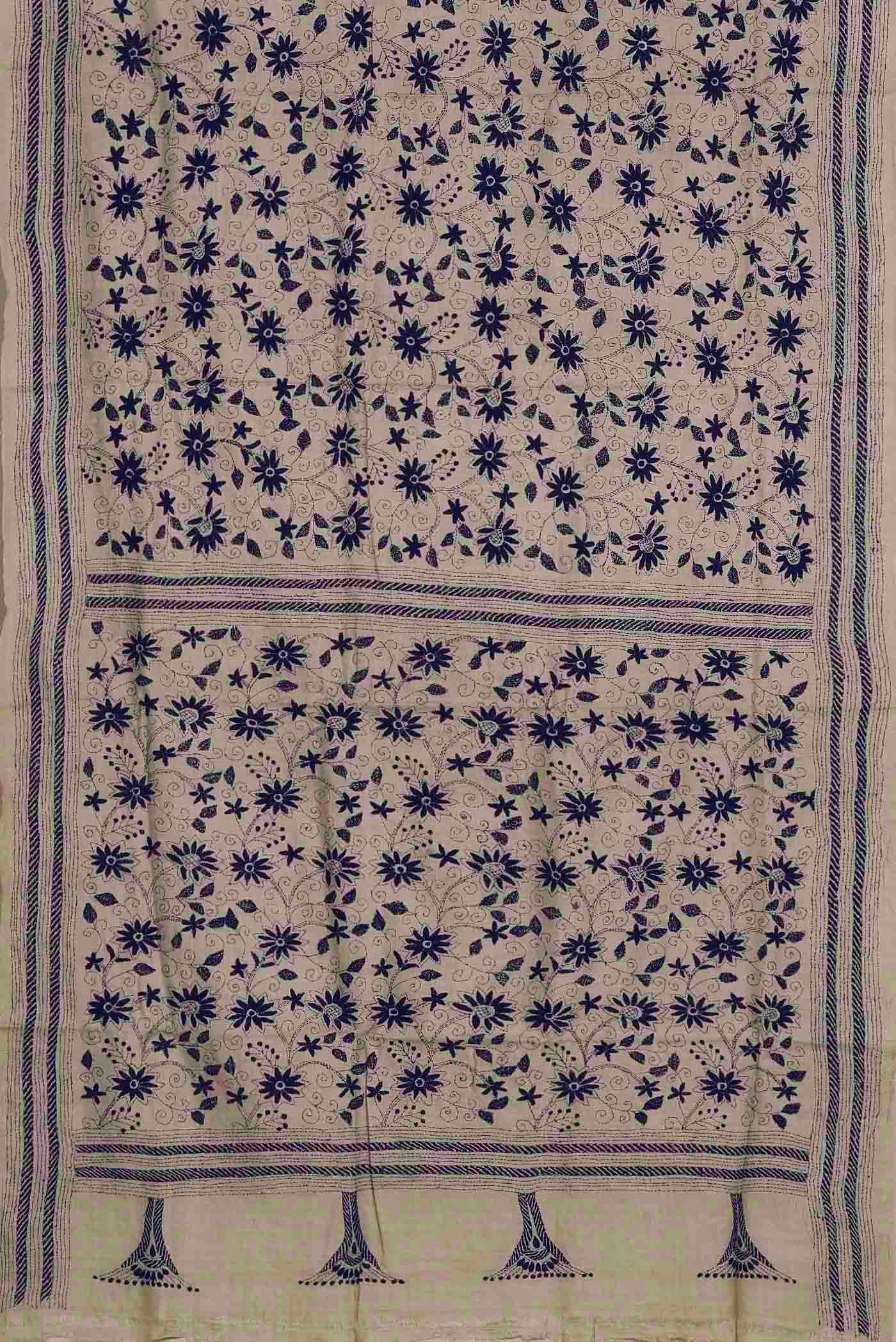 Beige Tussar Silk Saree
