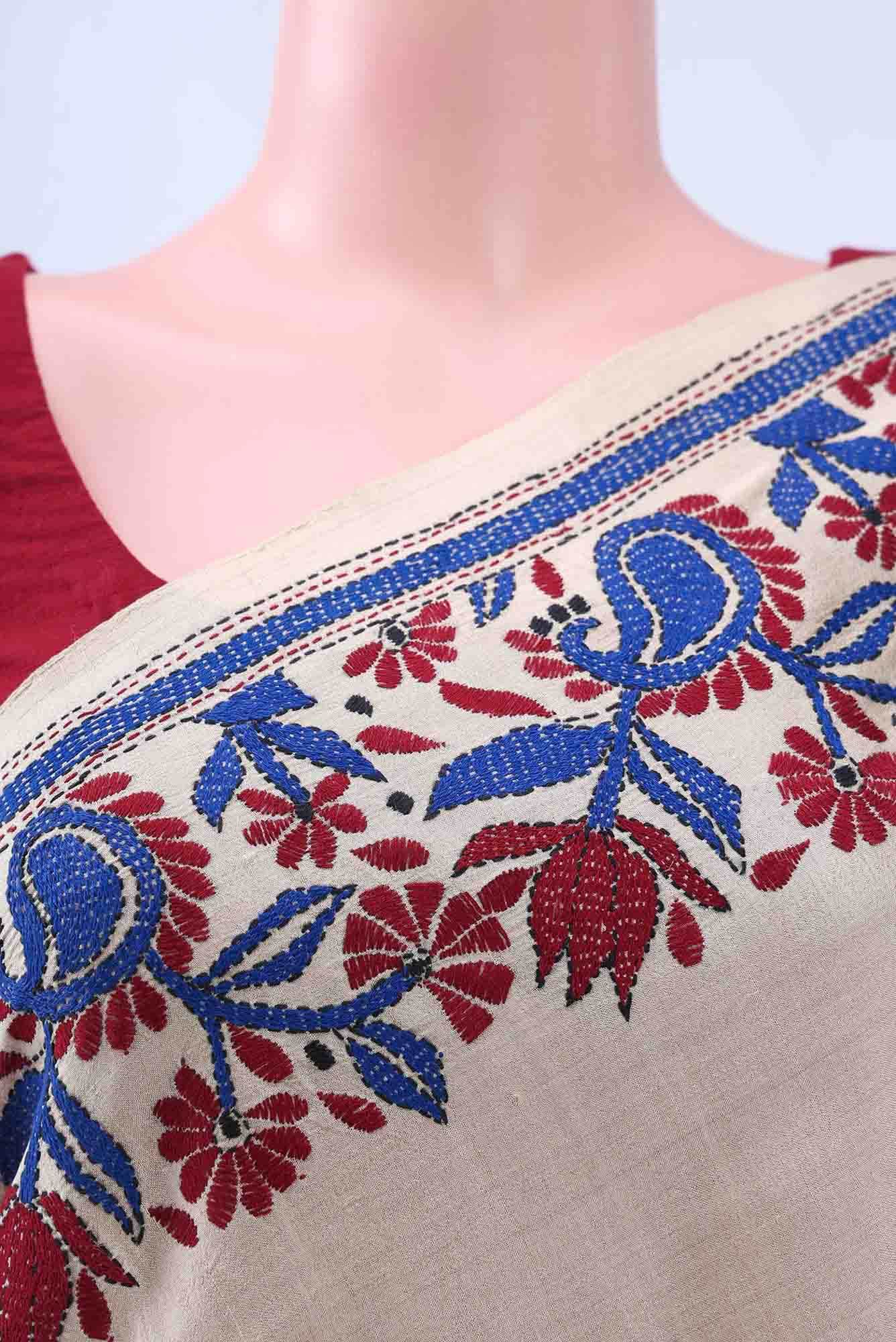 Beige Tussar Saree