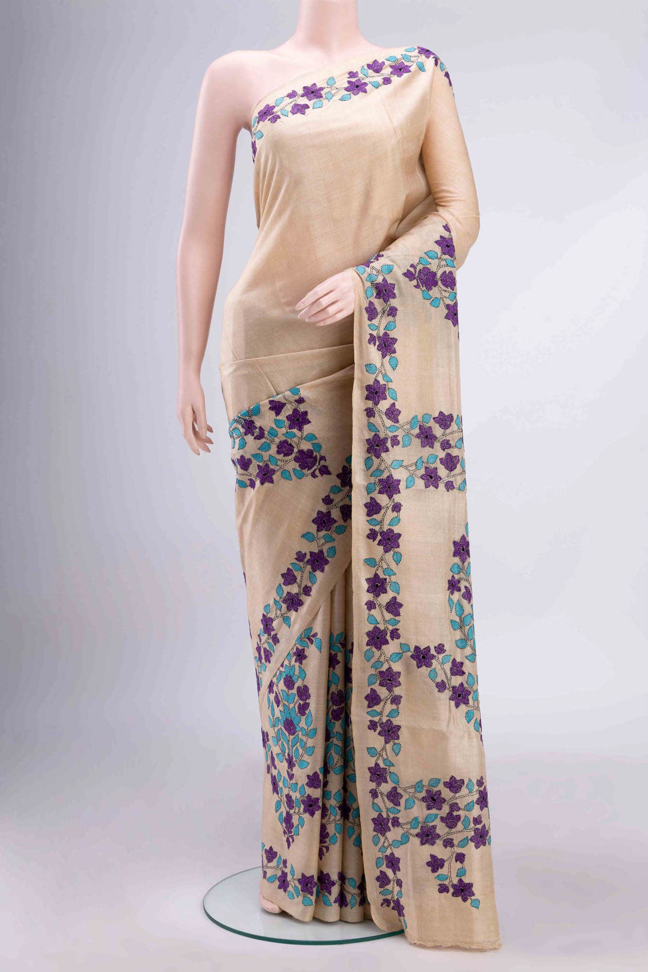 Beige Tussar Saree