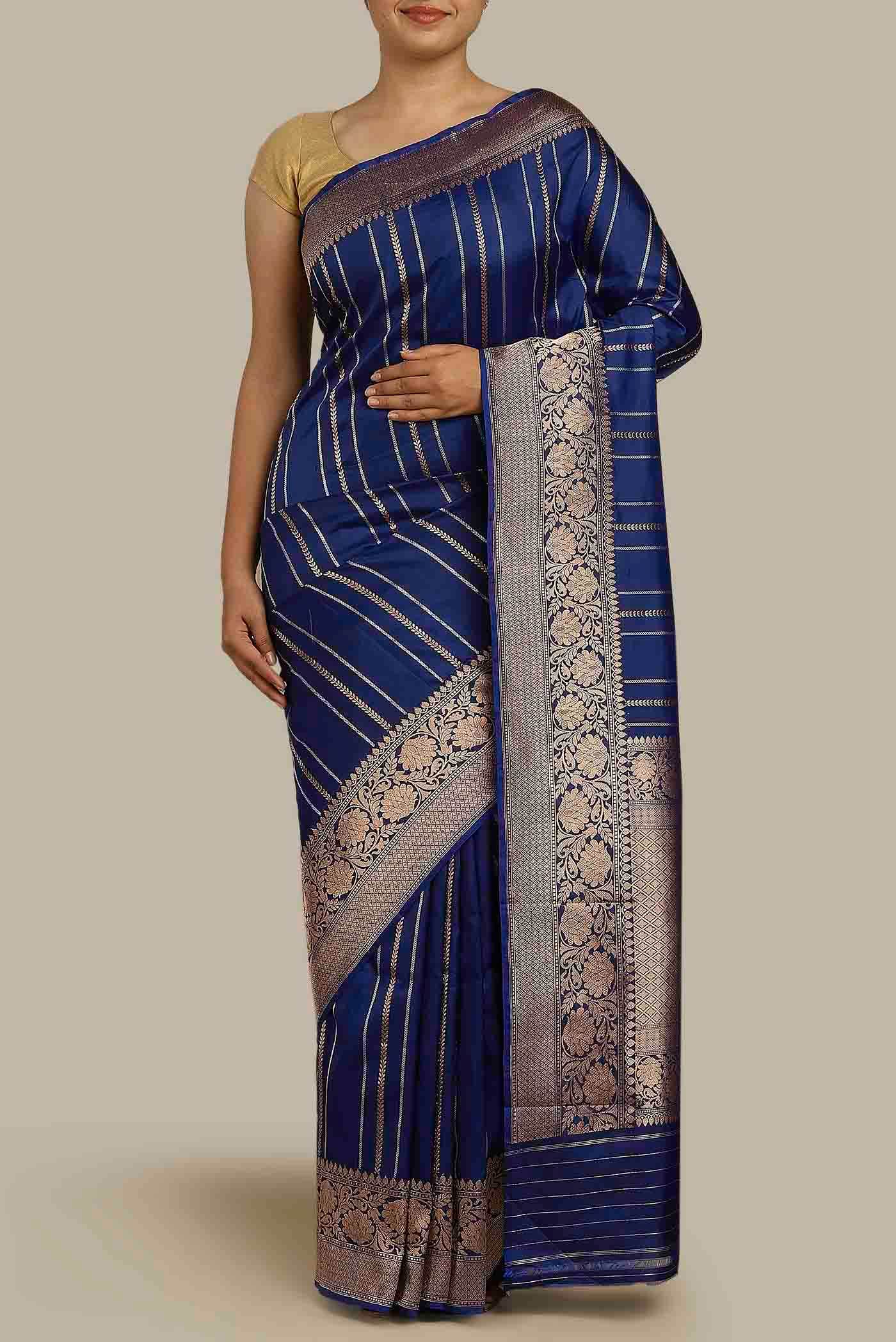 Blue Banarasi Katan Silk Saree