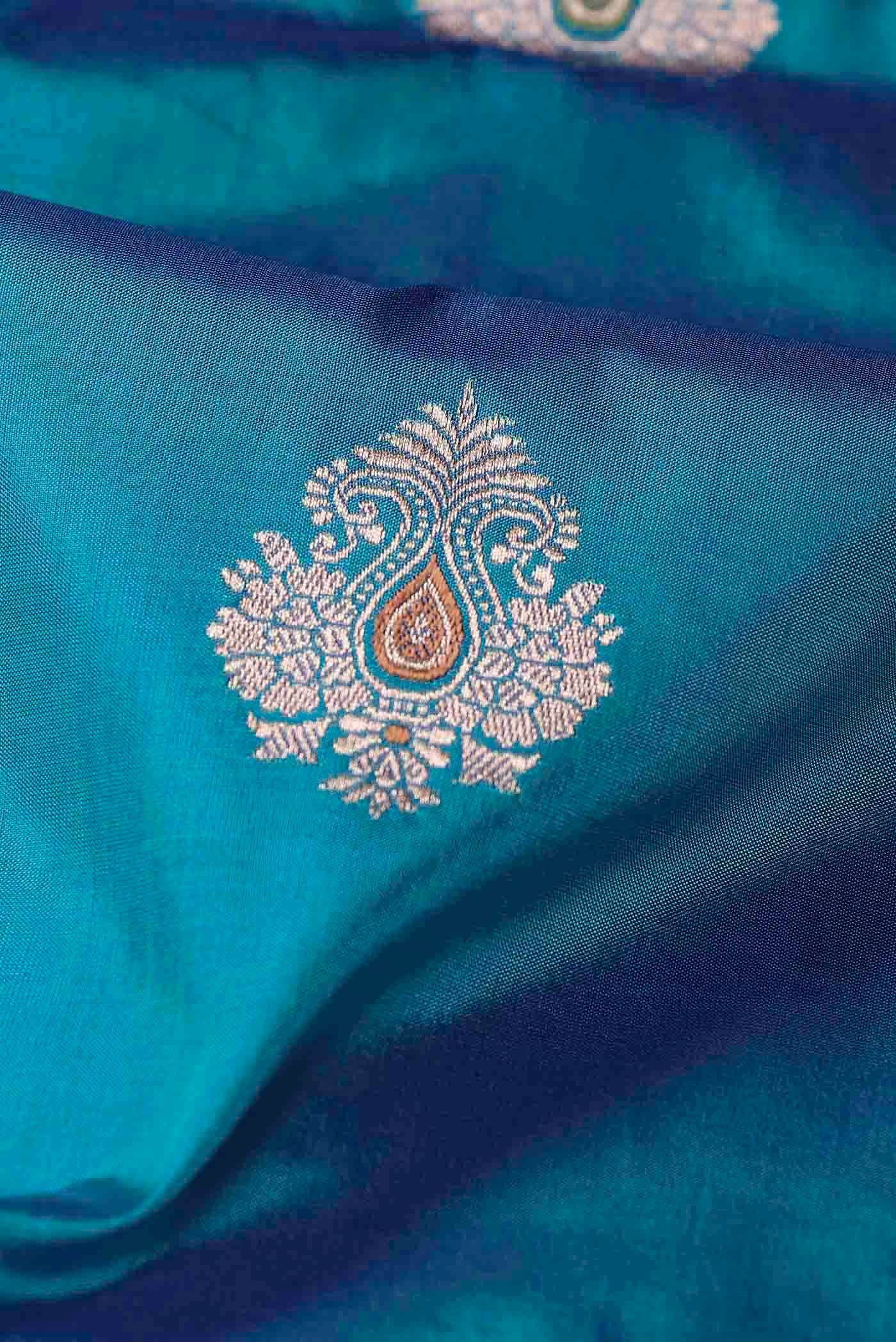 Blue Banarasi Katan Silk Saree