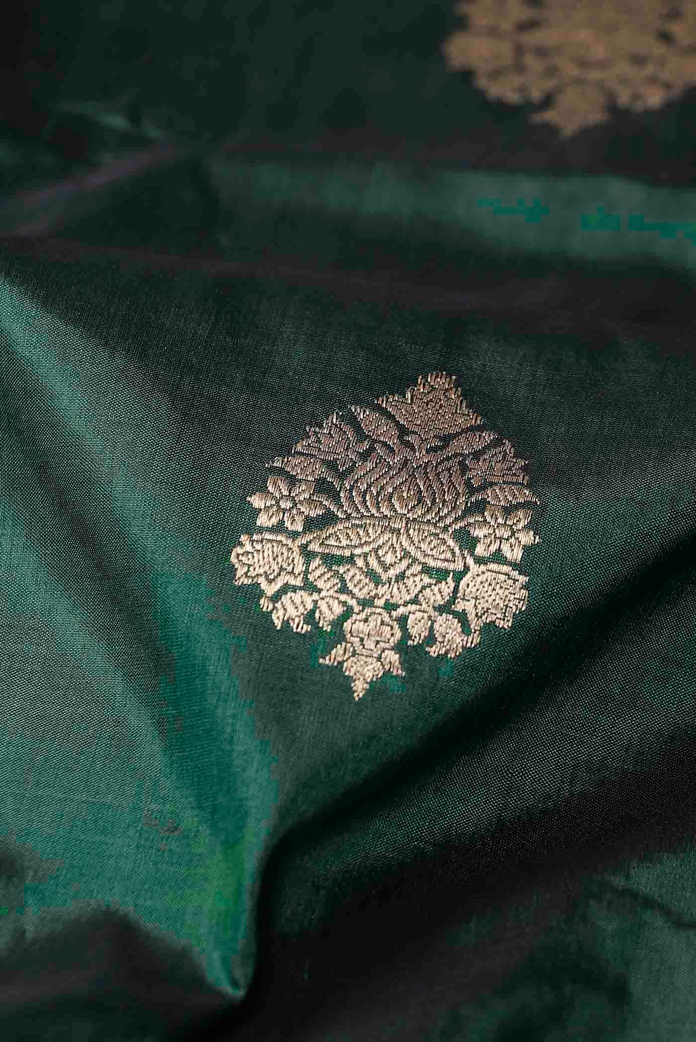 Green Banarasi Katan Silk Saree