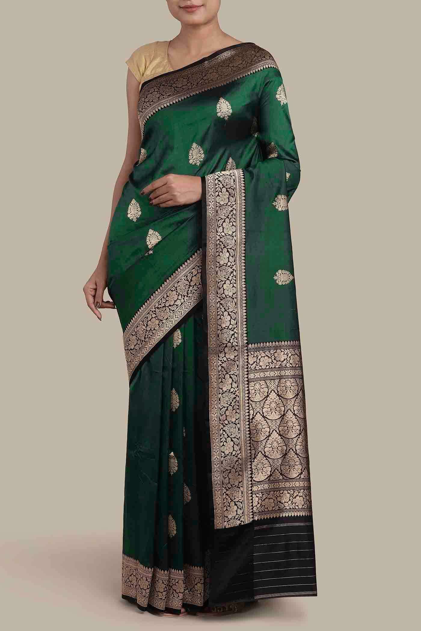 Green Banarasi Katan Silk Saree