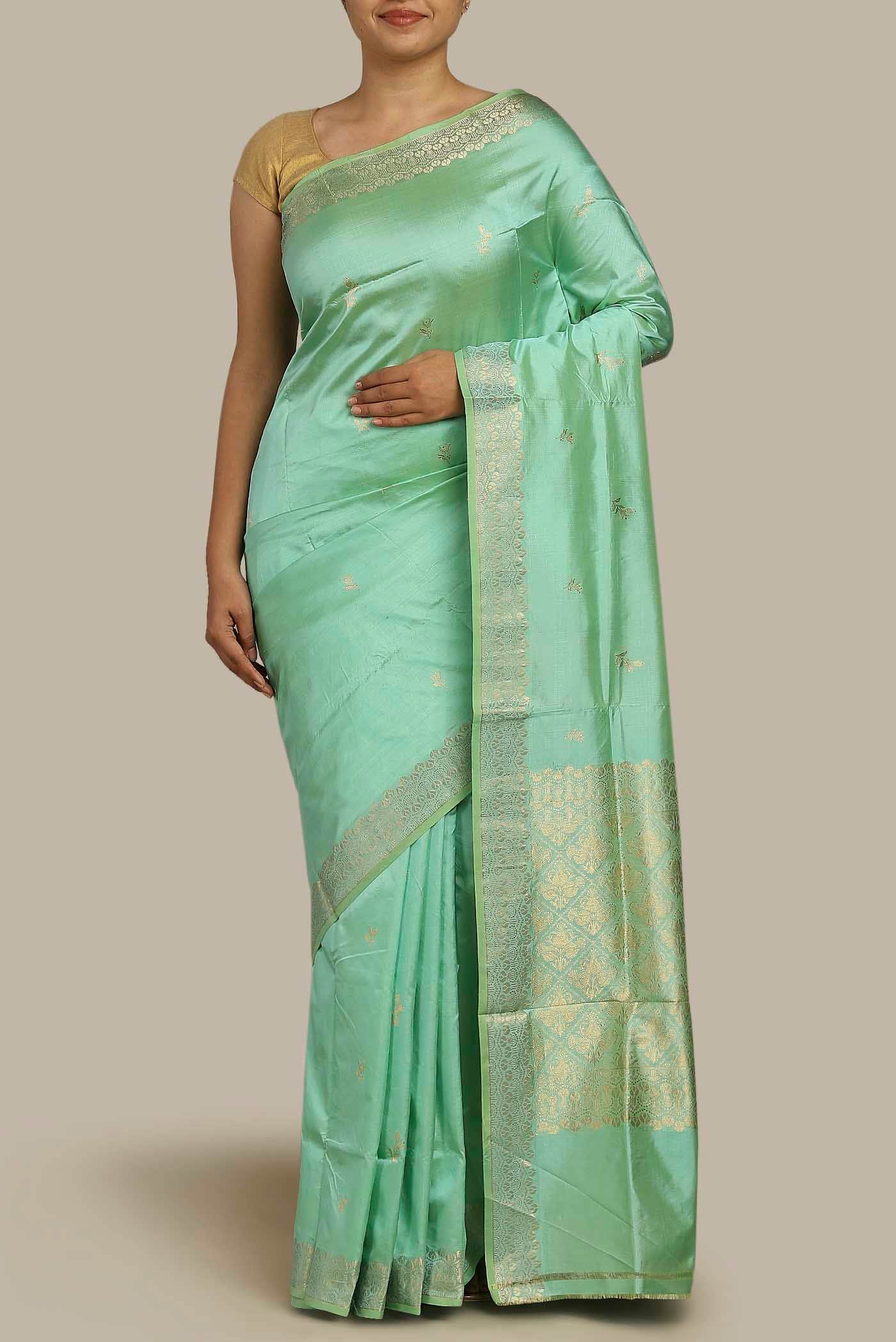 Green Banarasi Katan Silk Saree