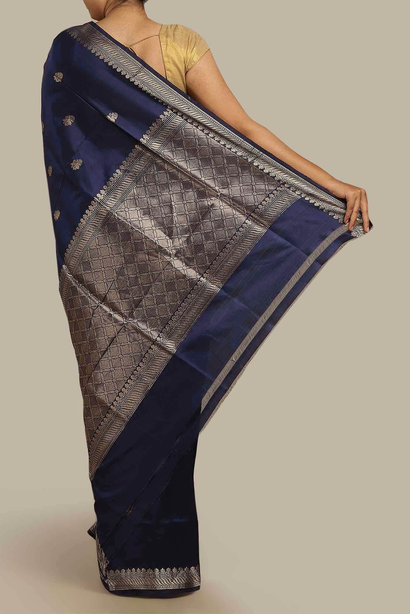 Blue Banarasi Katan Silk Saree
