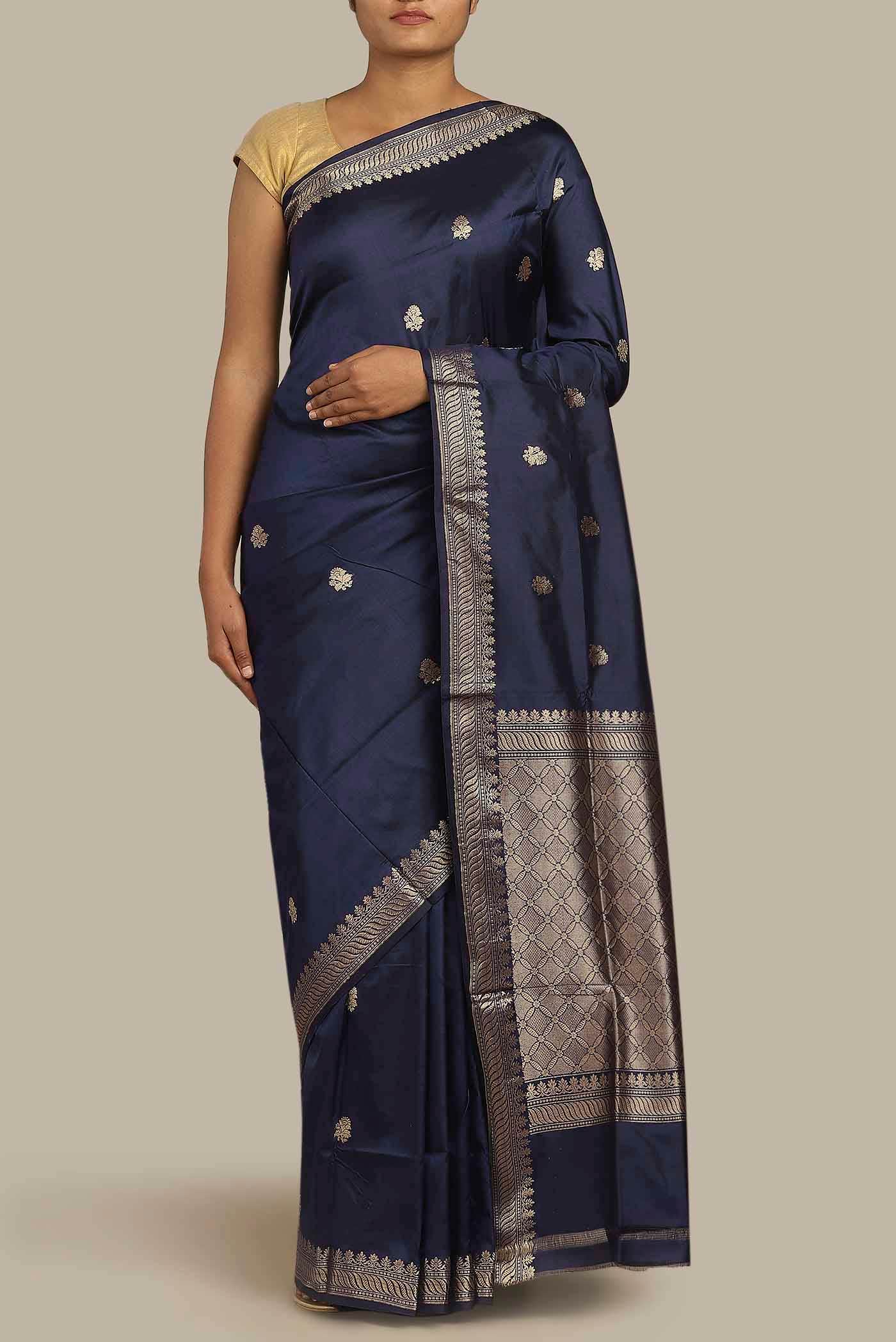 Blue Banarasi Katan Silk Saree