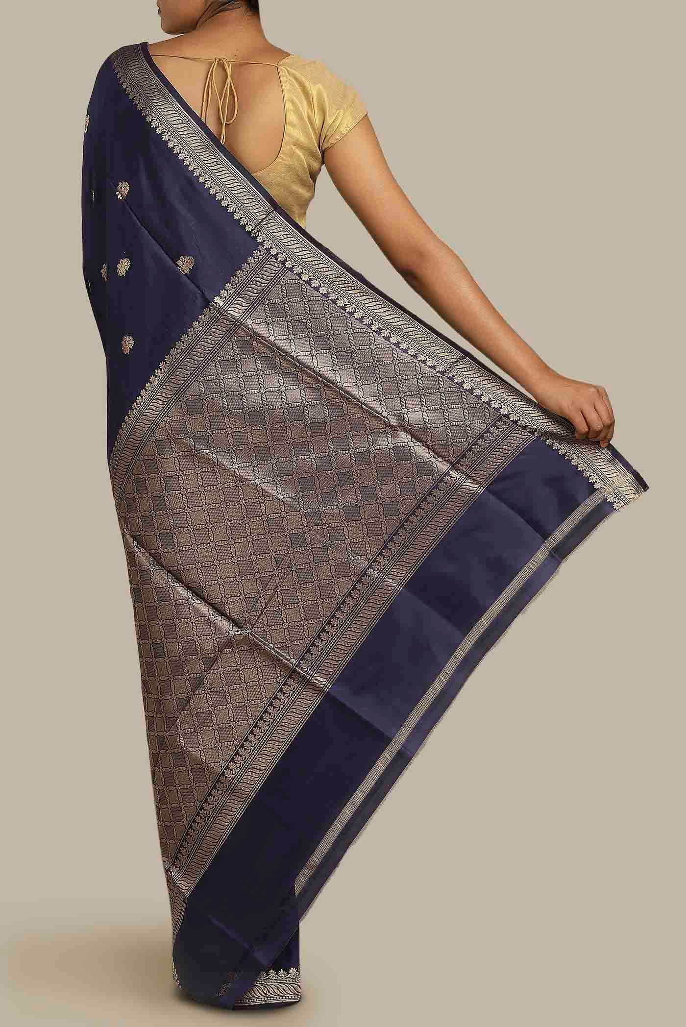 Blue Banarasi Katan Silk Saree