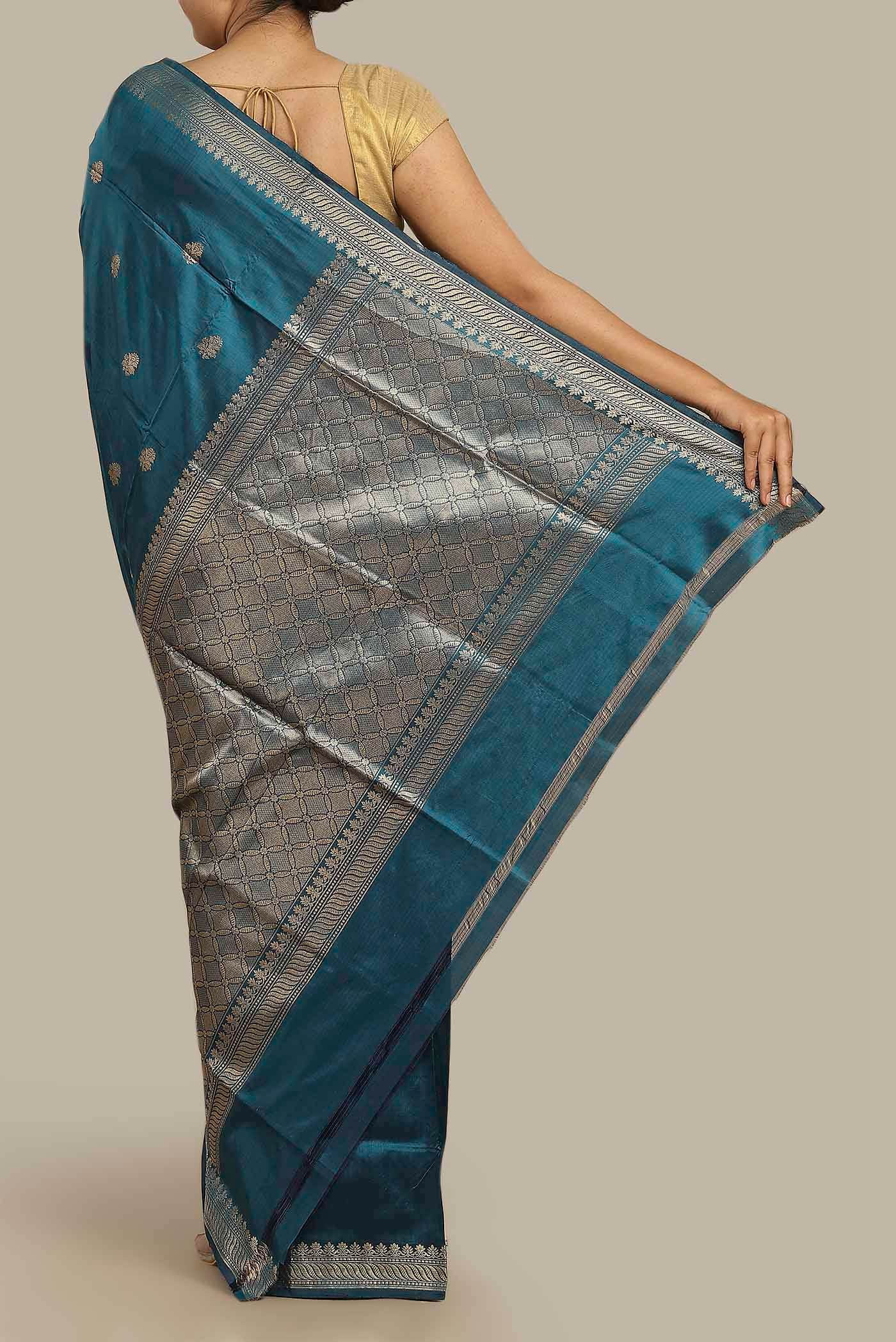 Blue Banarasi Katan Silk Saree