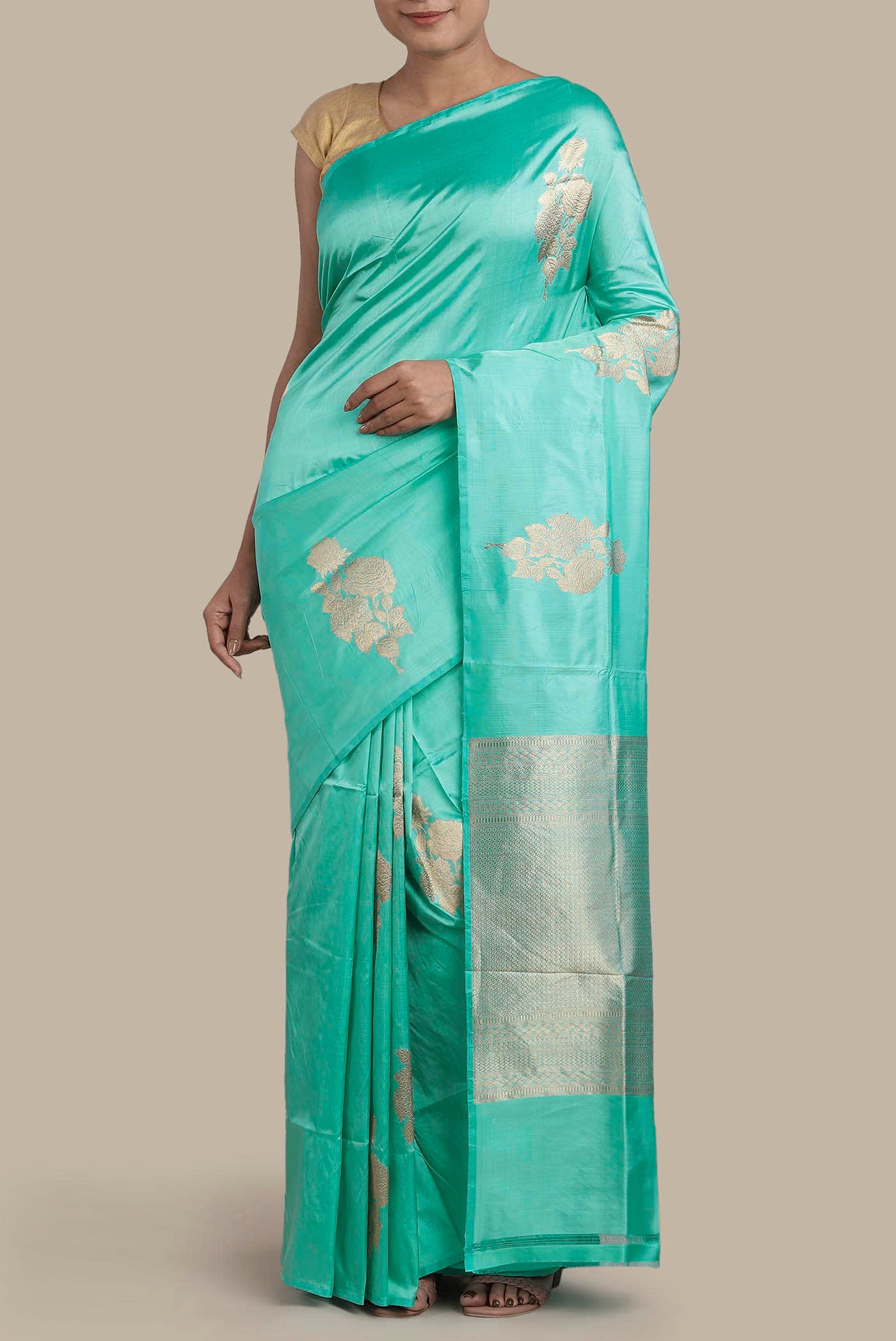 Green Banarasi Katan Silk Saree