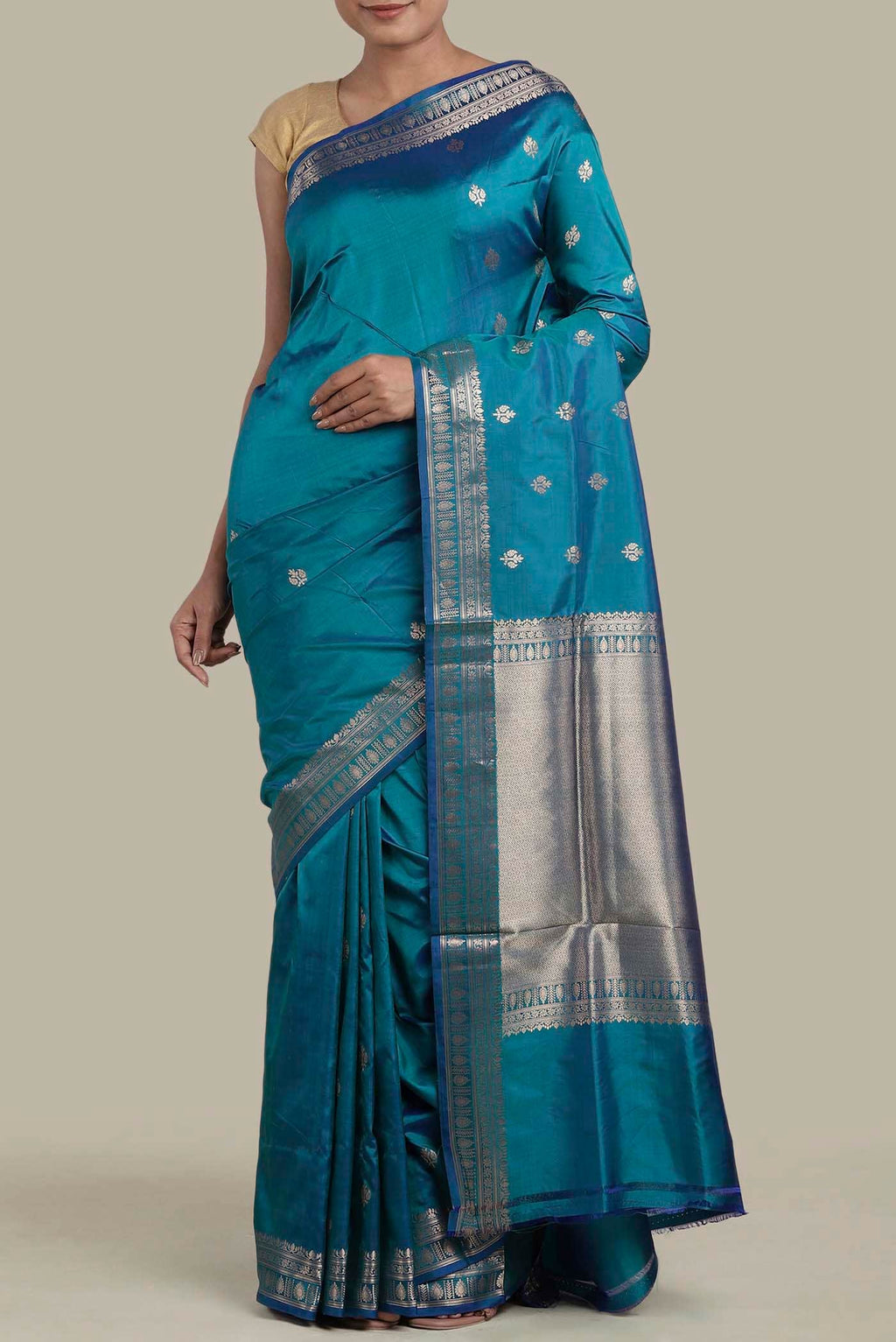 Blue Banarasi Katan Silk Saree
