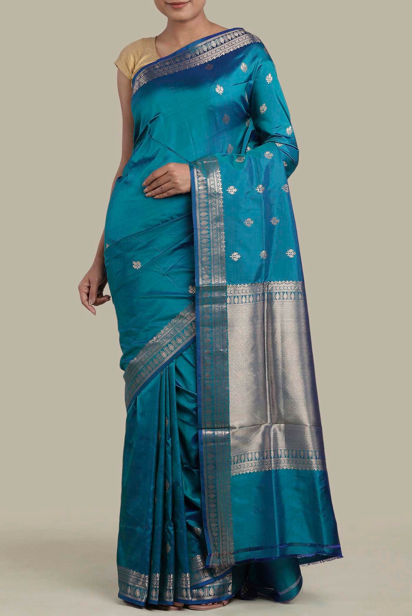 Blue Banarasi Katan Silk Saree