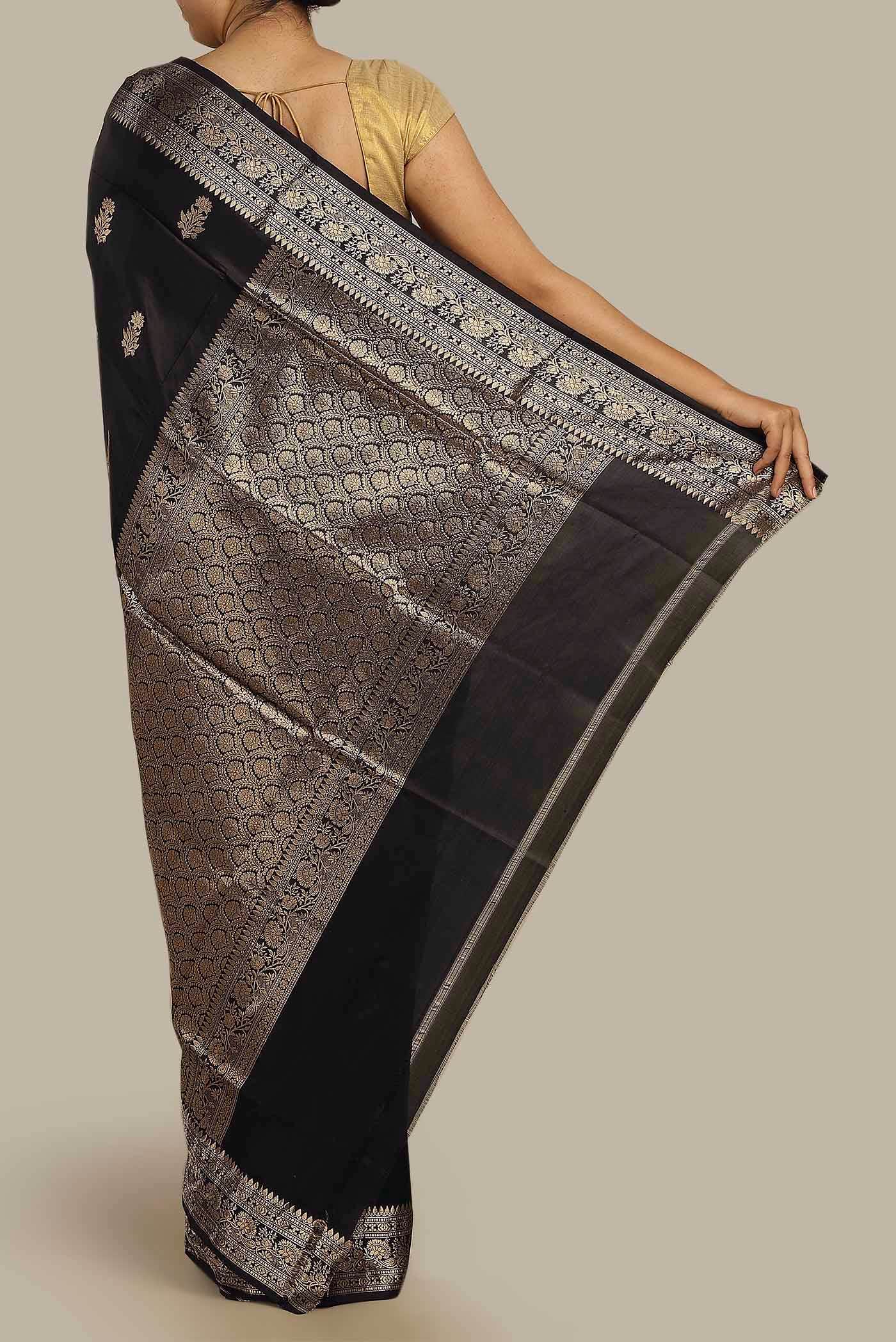 Black Banarasi Katan Silk Saree