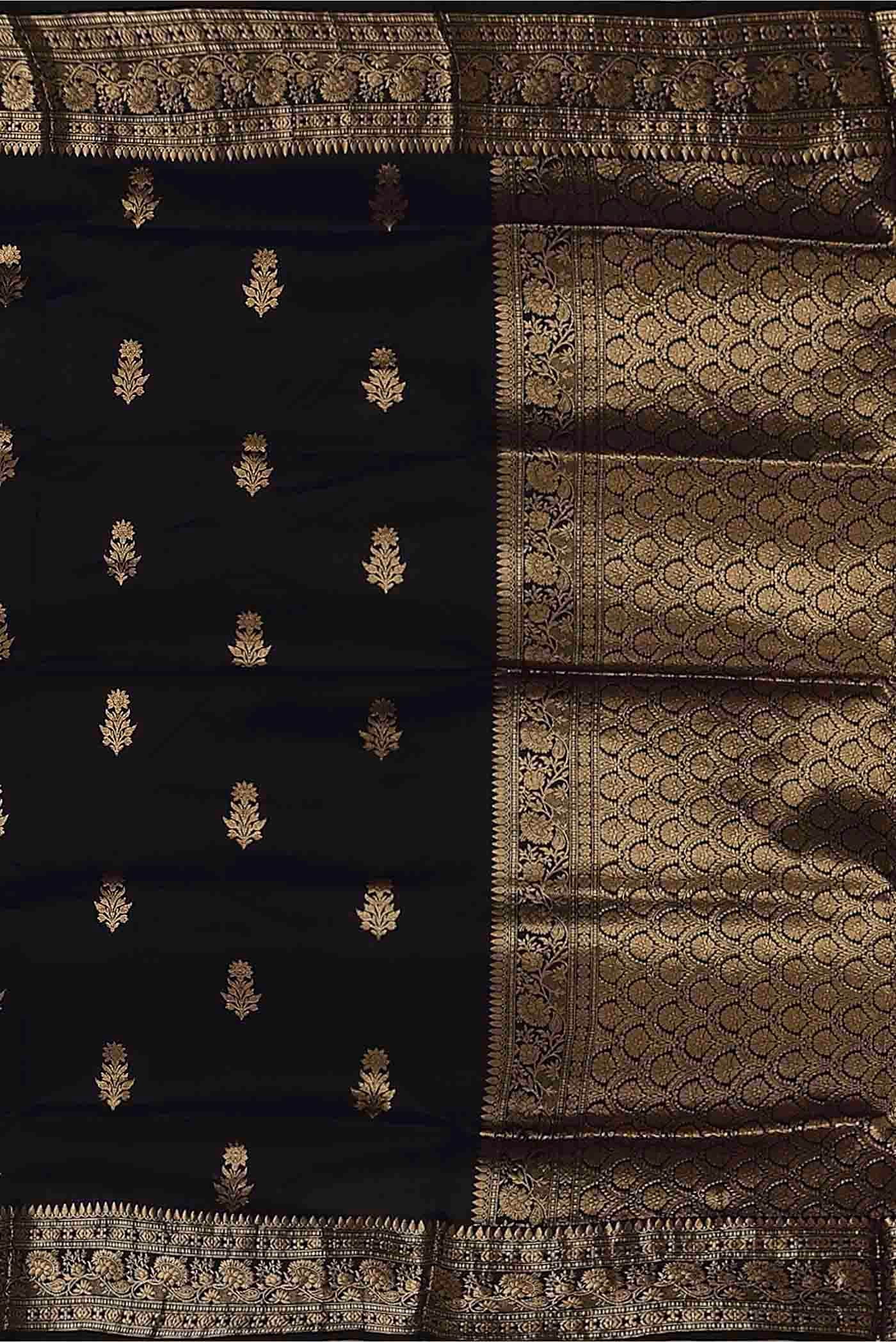 Black Banarasi Katan Silk Saree