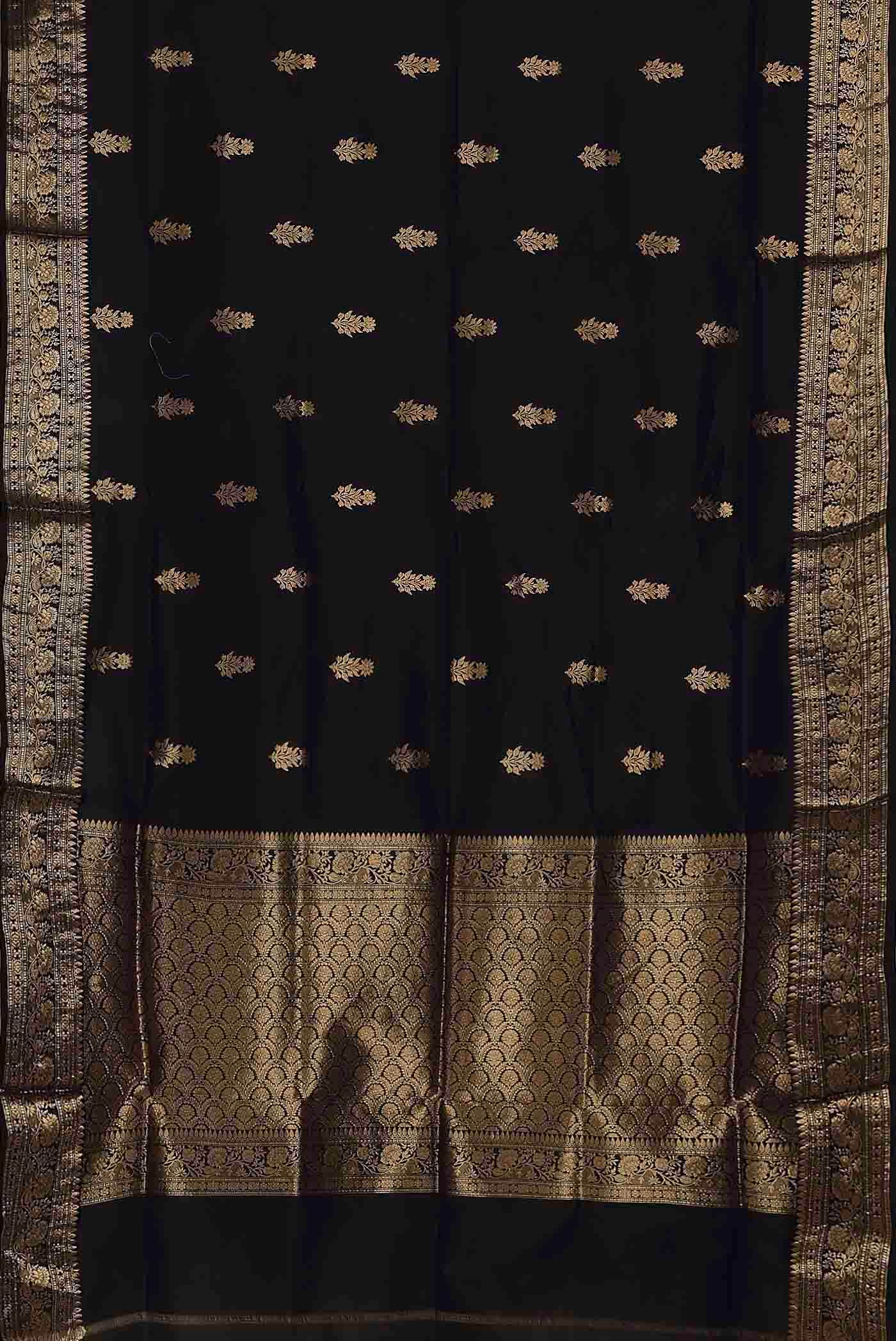 Black Banarasi Katan Silk Saree