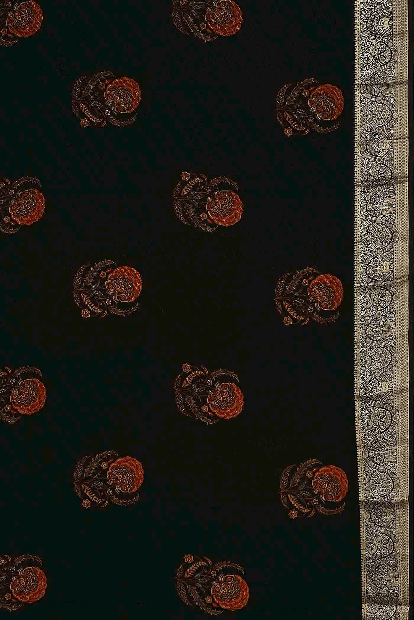 Black Mysore Crepe Saree