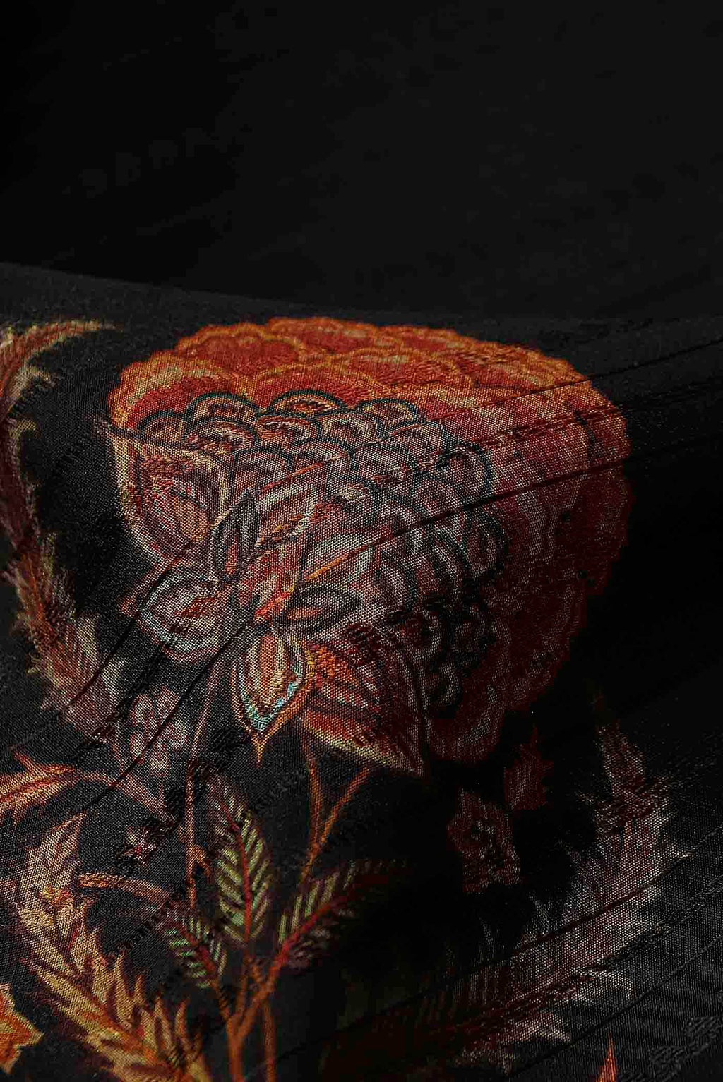Black Mysore Crepe Saree