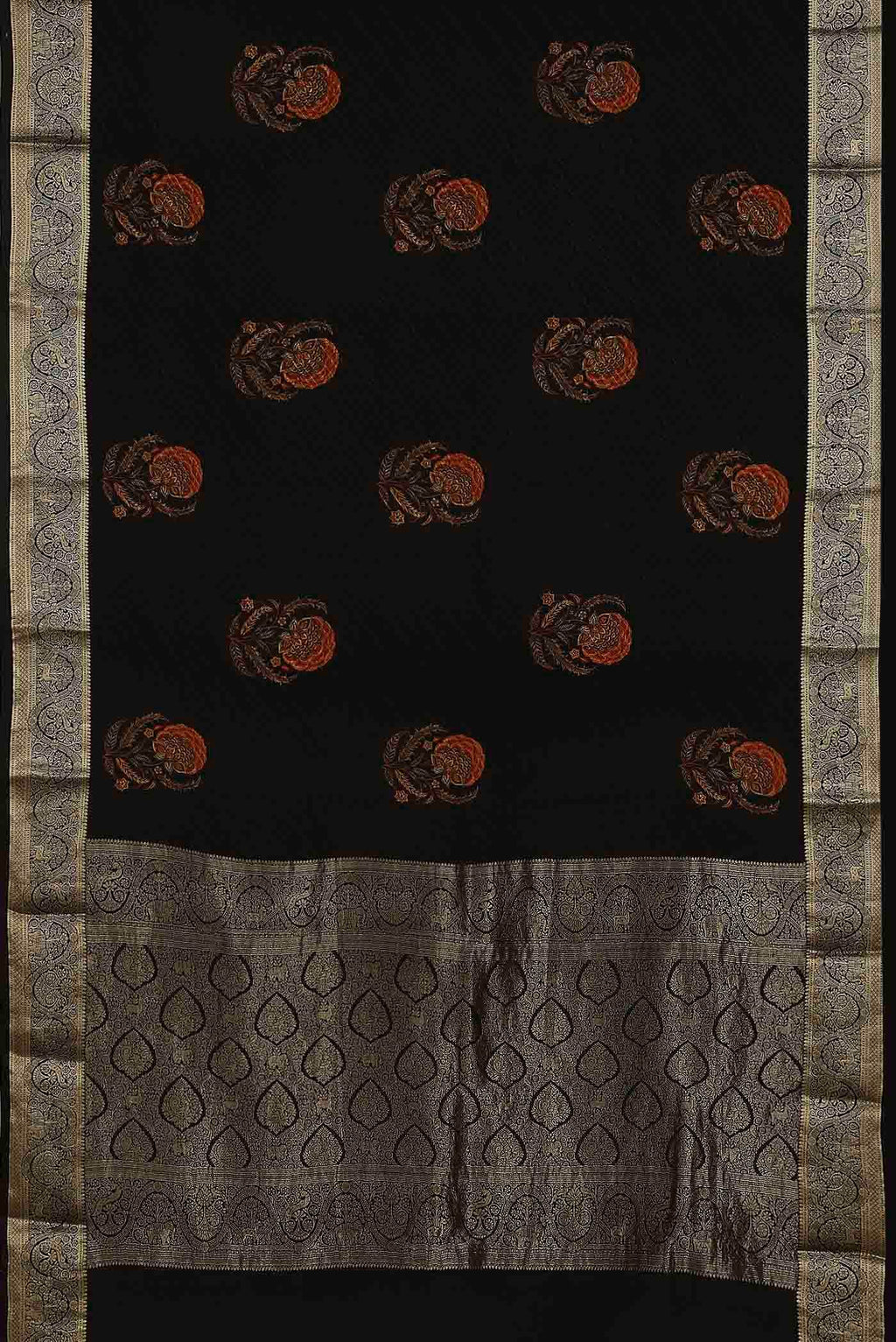 Black Mysore Crepe Saree
