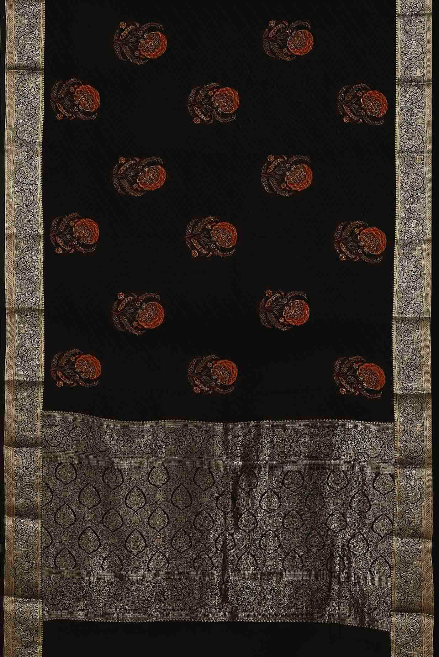 Black Mysore Crepe Saree