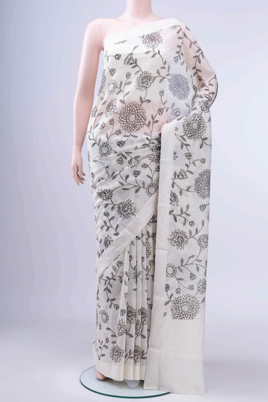 Off White Chanderi Silk Cotton Saree