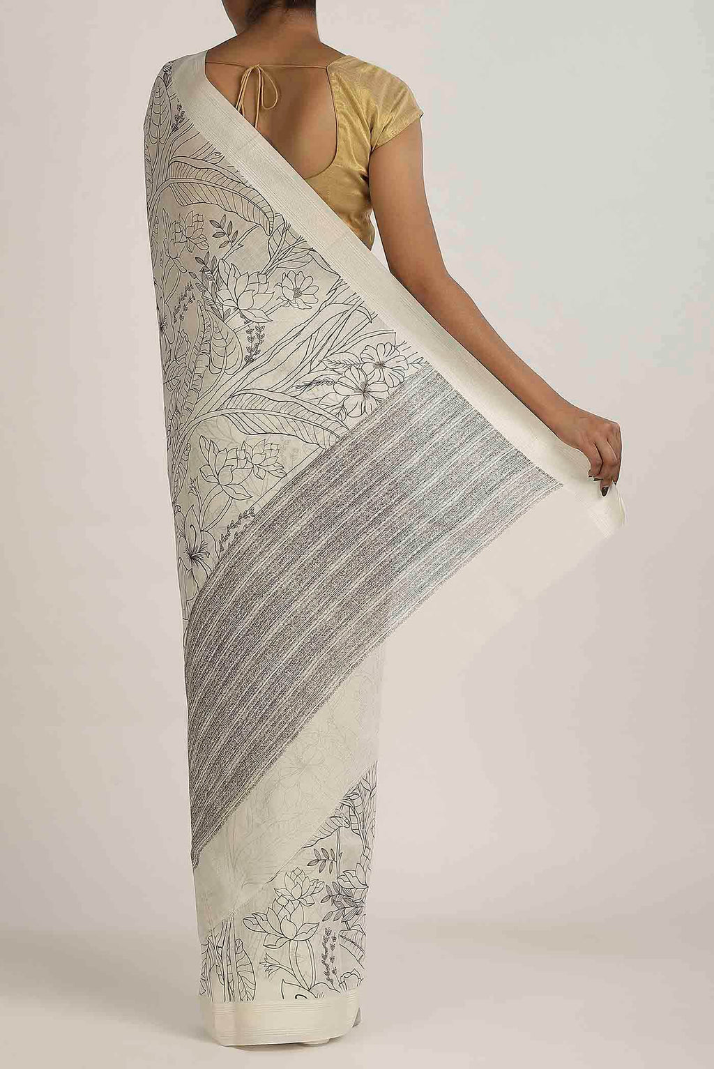 Off White Chanderi Silk Cotton Saree