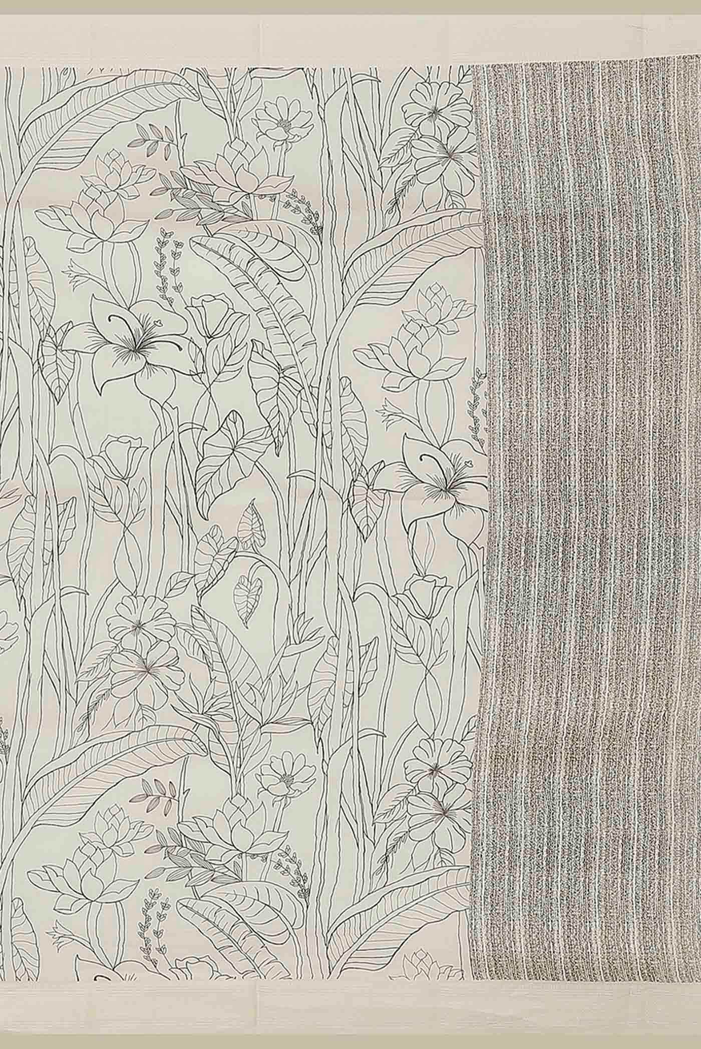 Off White Chanderi Silk Cotton Saree