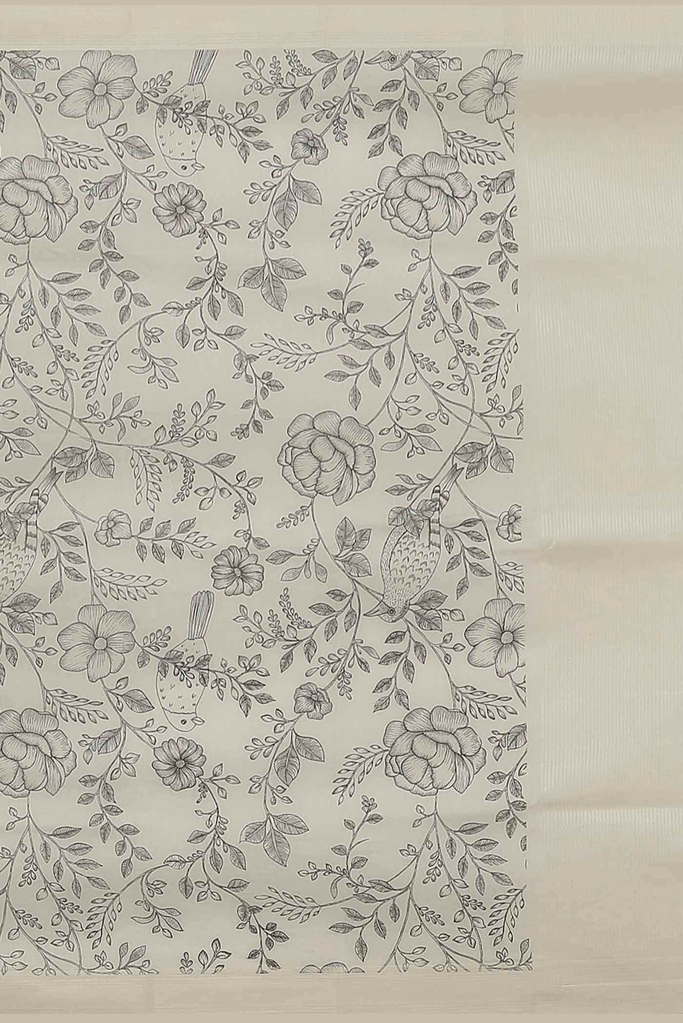 Off White Chanderi Silk Cotton Saree