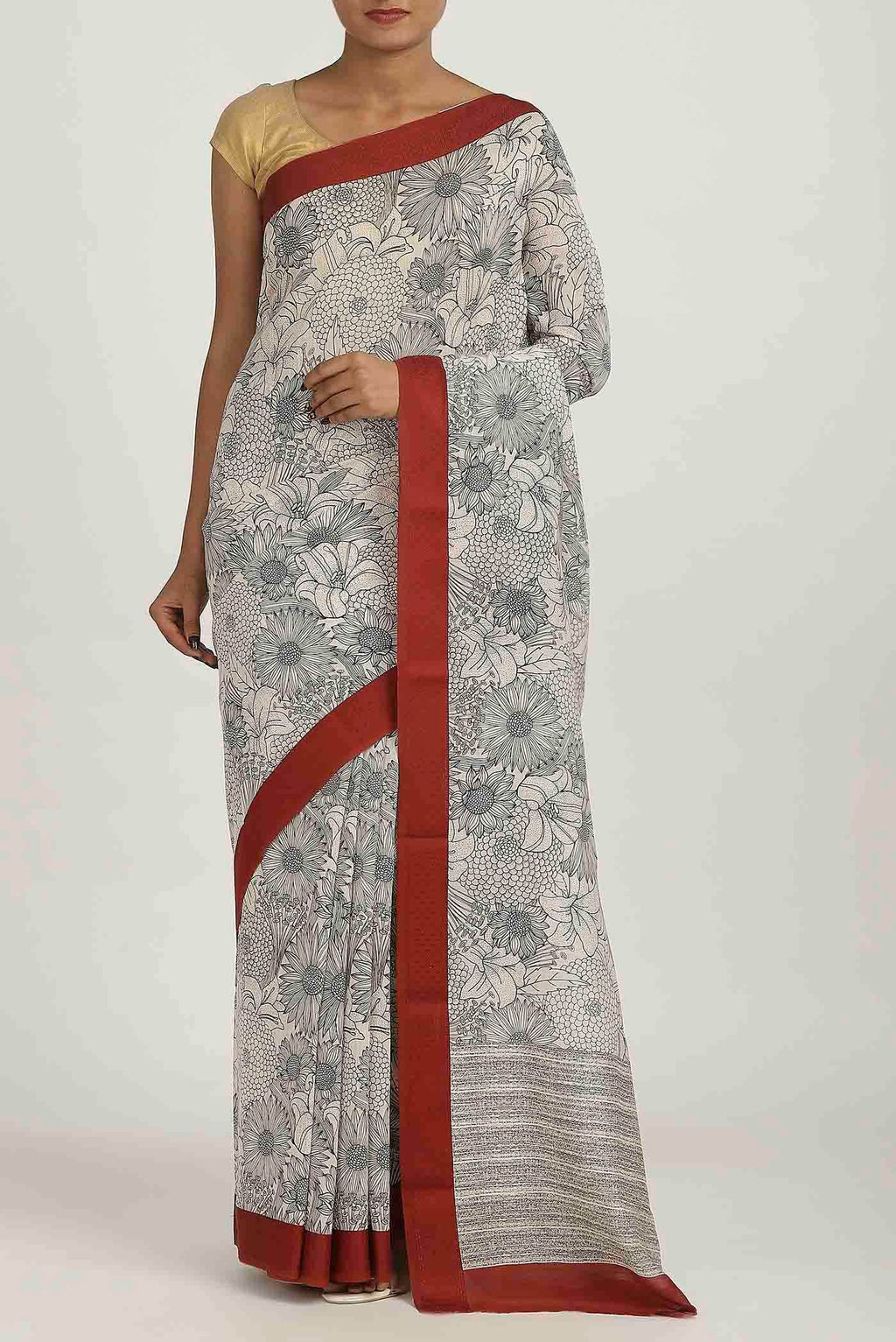Off White Chanderi Silk Cotton Saree