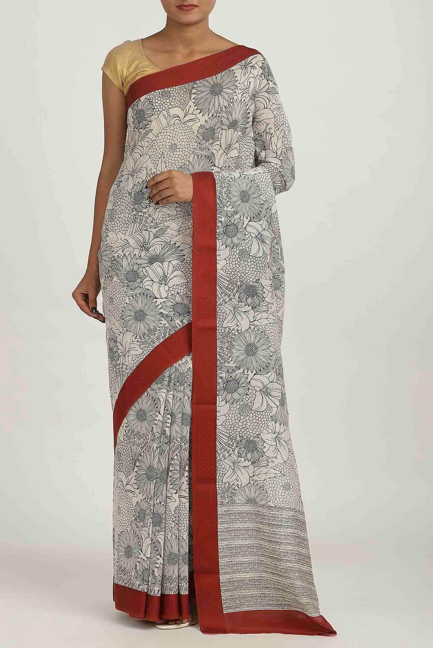 Off White Chanderi Silk Cotton Saree