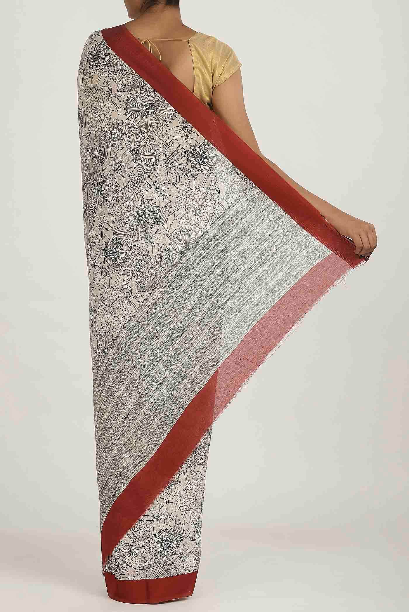 Off White Chanderi Silk Cotton Saree