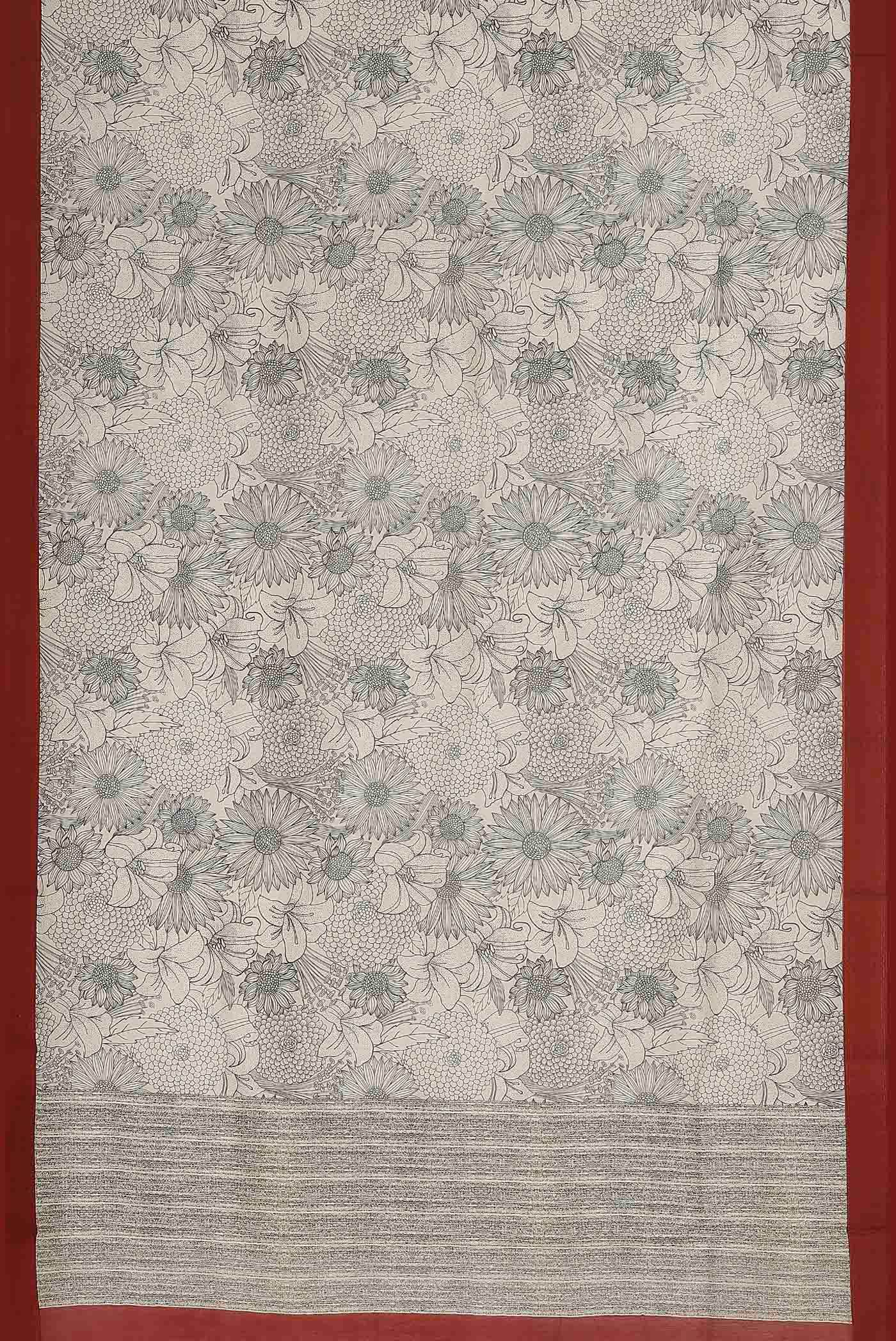 Off White Chanderi Silk Cotton Saree