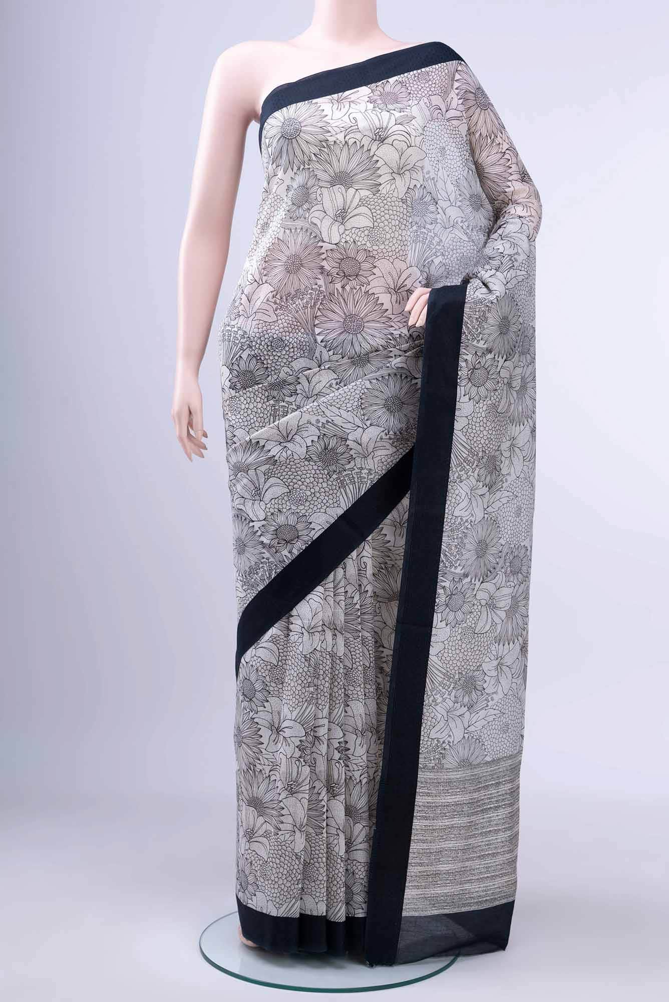 Off White Chanderi Silk Cotton Saree
