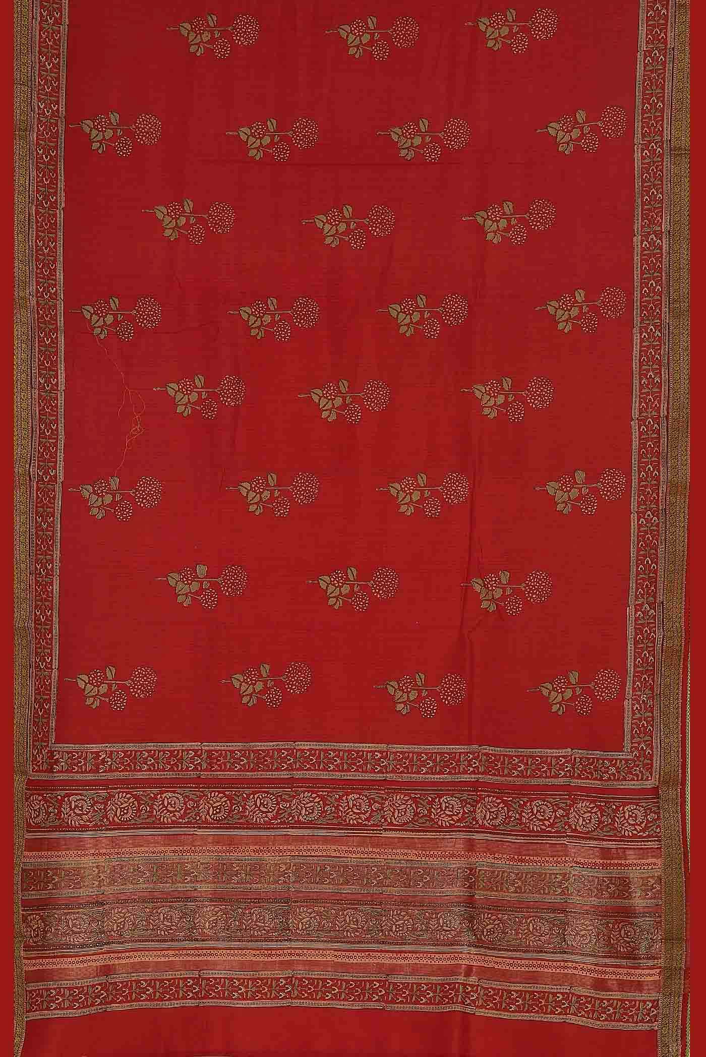 Red Chanderi Silk Cotton Saree