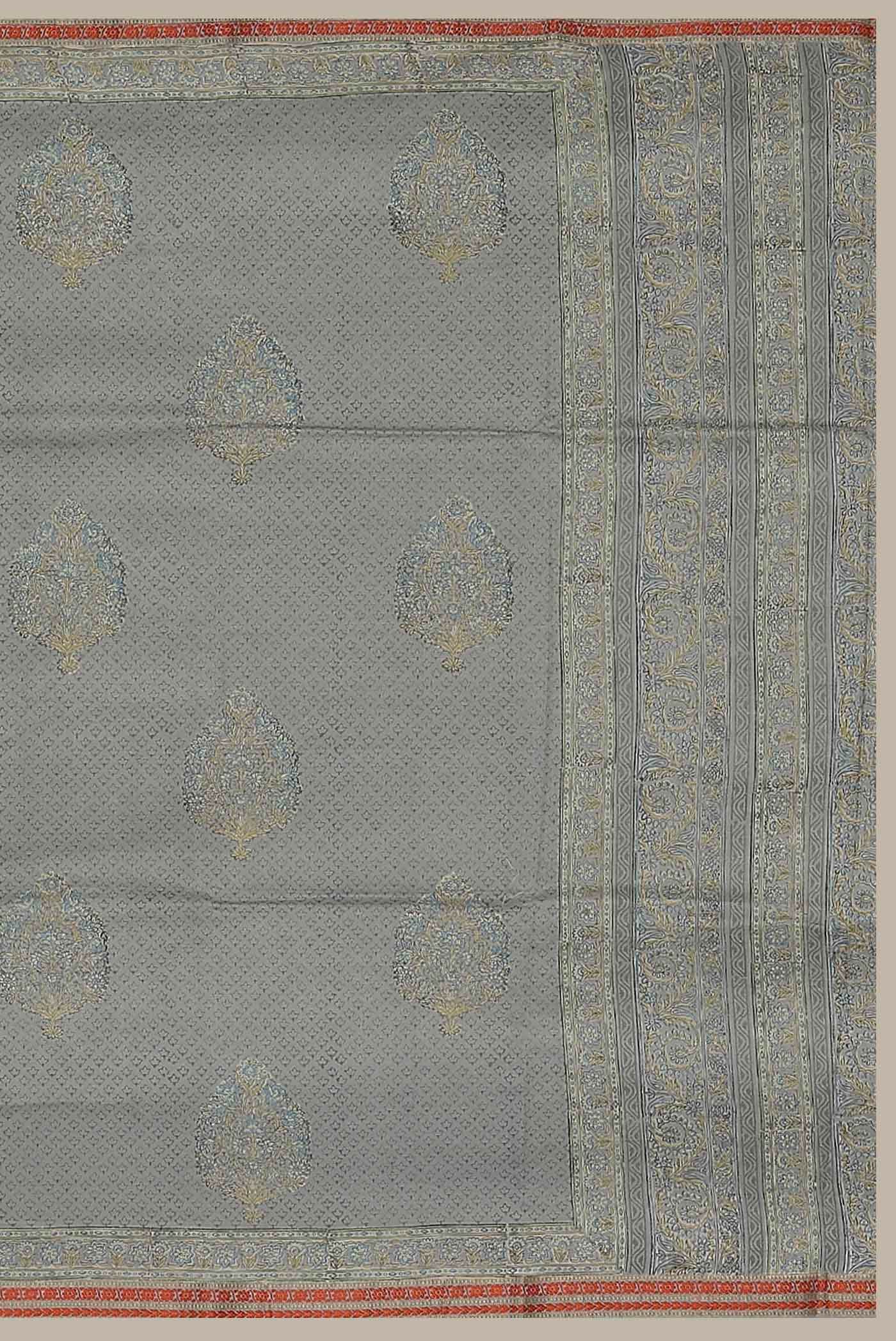 Grey Chanderi Silk Cotton Saree