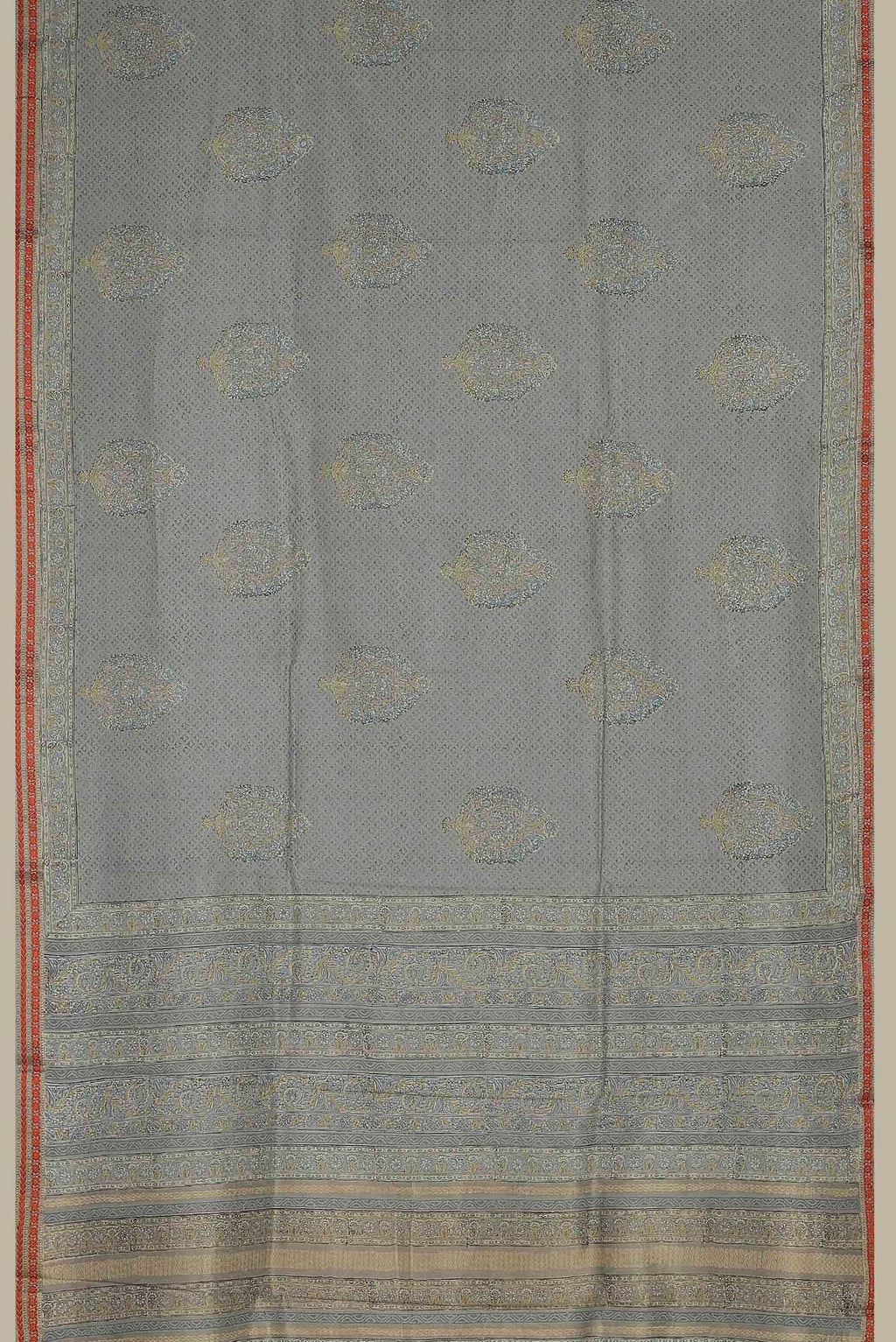 Grey Chanderi Silk Cotton Saree