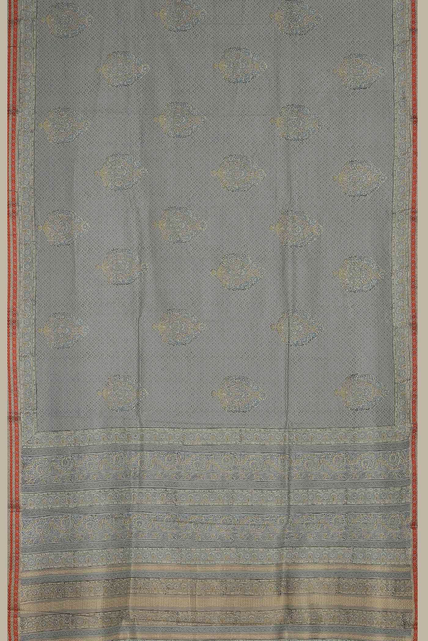 Grey Chanderi Silk Cotton Saree