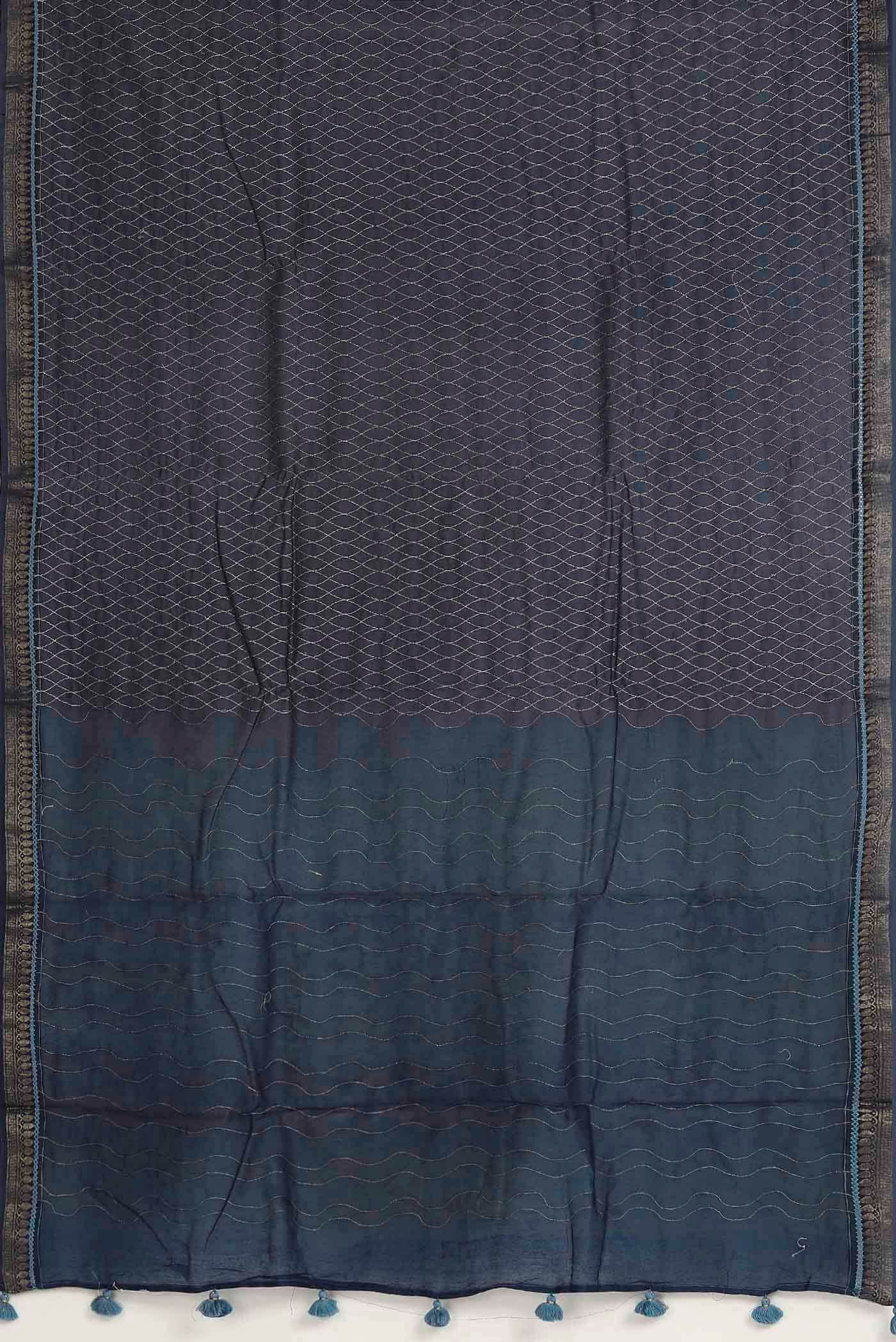Blue Tussar Silk Saree