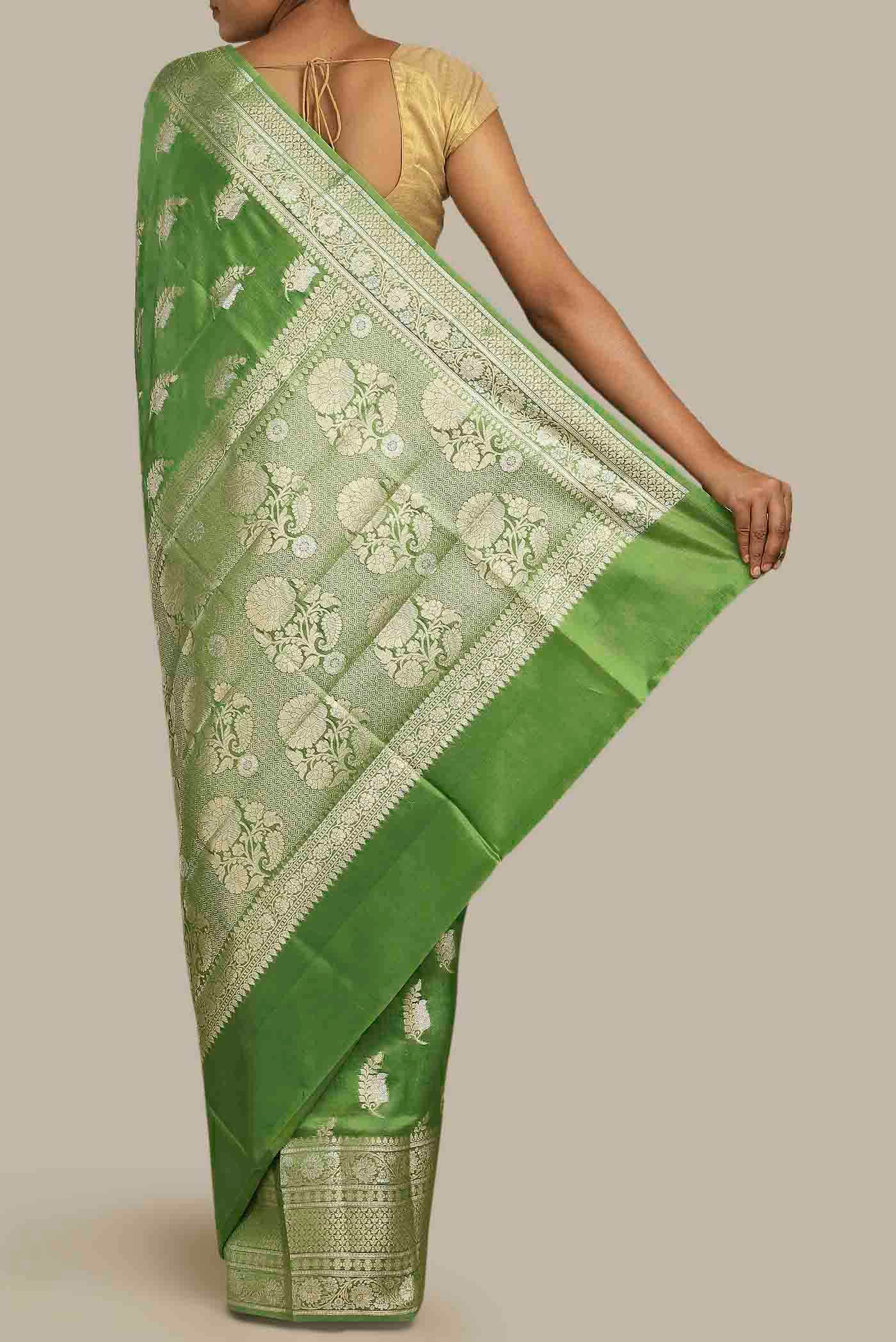 Green Banarasi Tussar Silk Saree