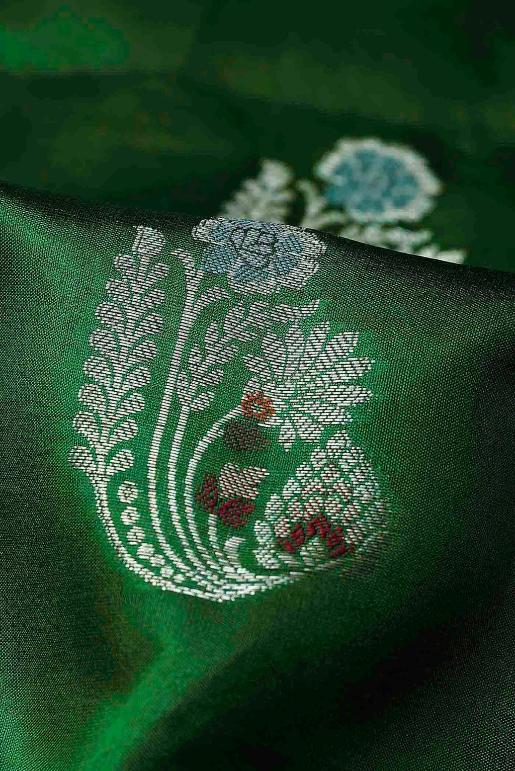 Green Banarasi Raw Silk Saree