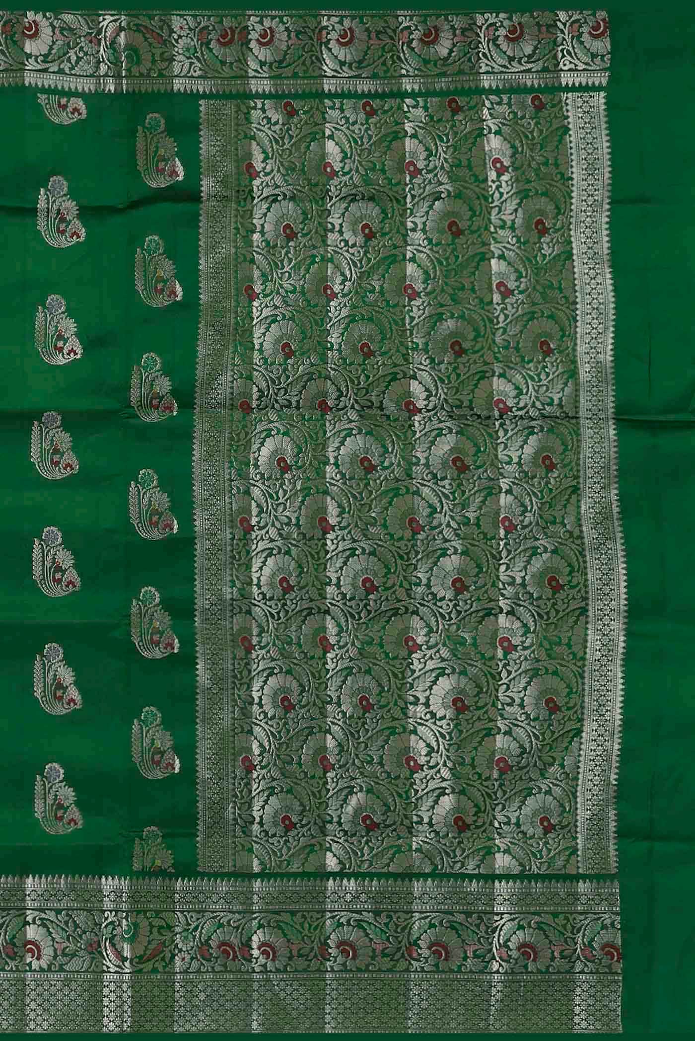 Green Banarasi Raw Silk Saree