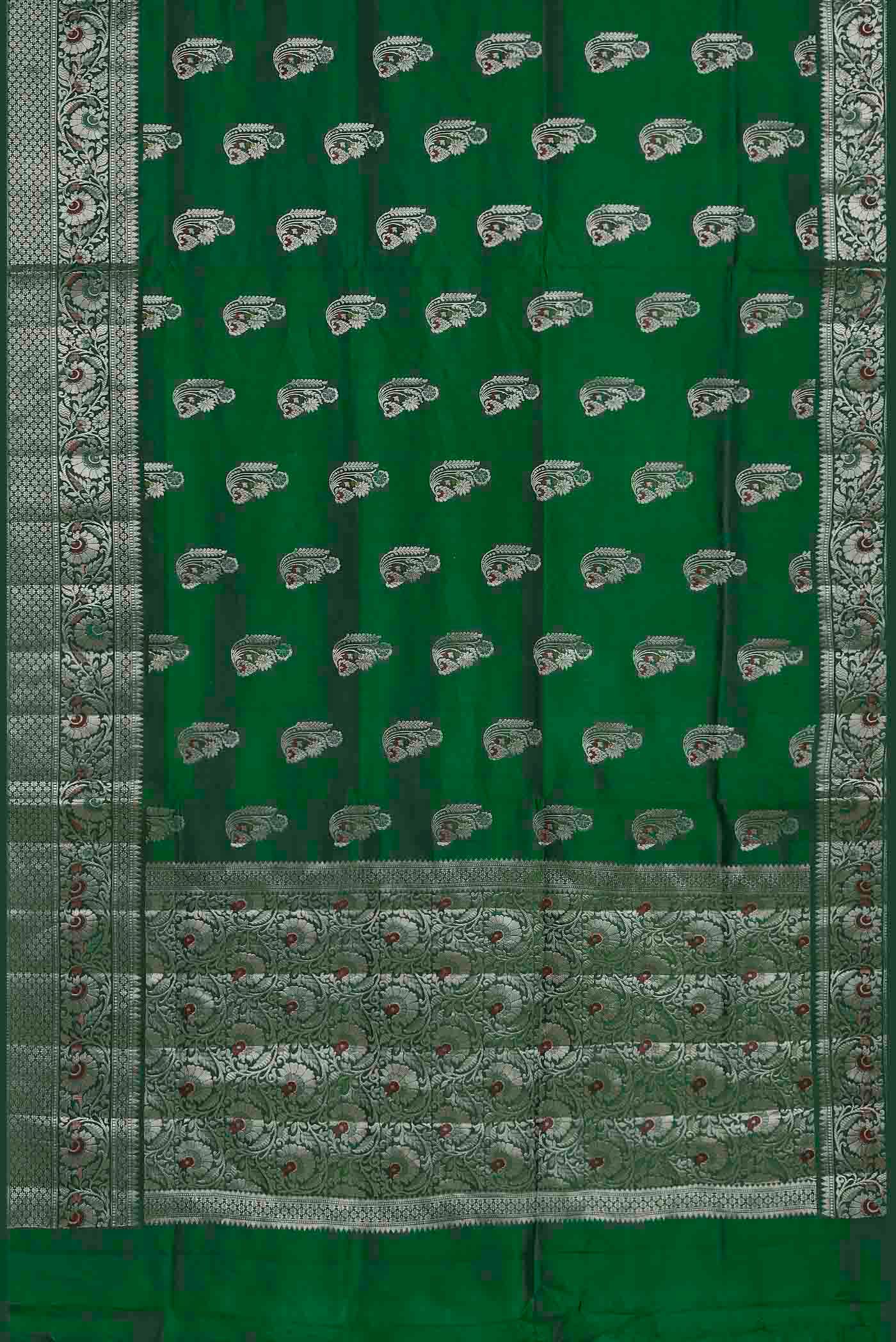 Green Banarasi Raw Silk Saree